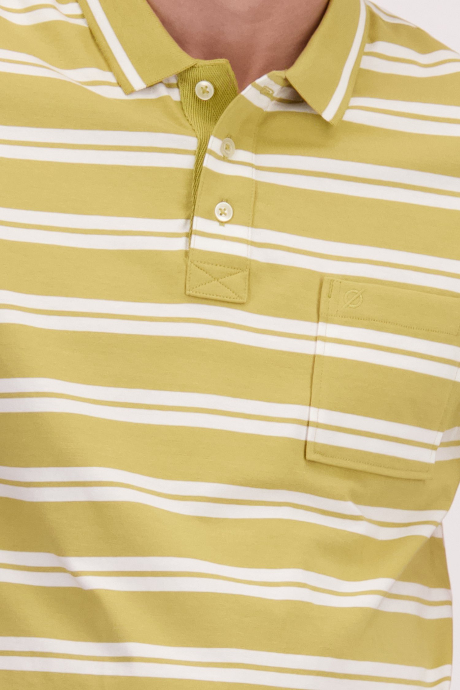 Detail van Kaki polo met witte strepen door Ravøtt voor Heren