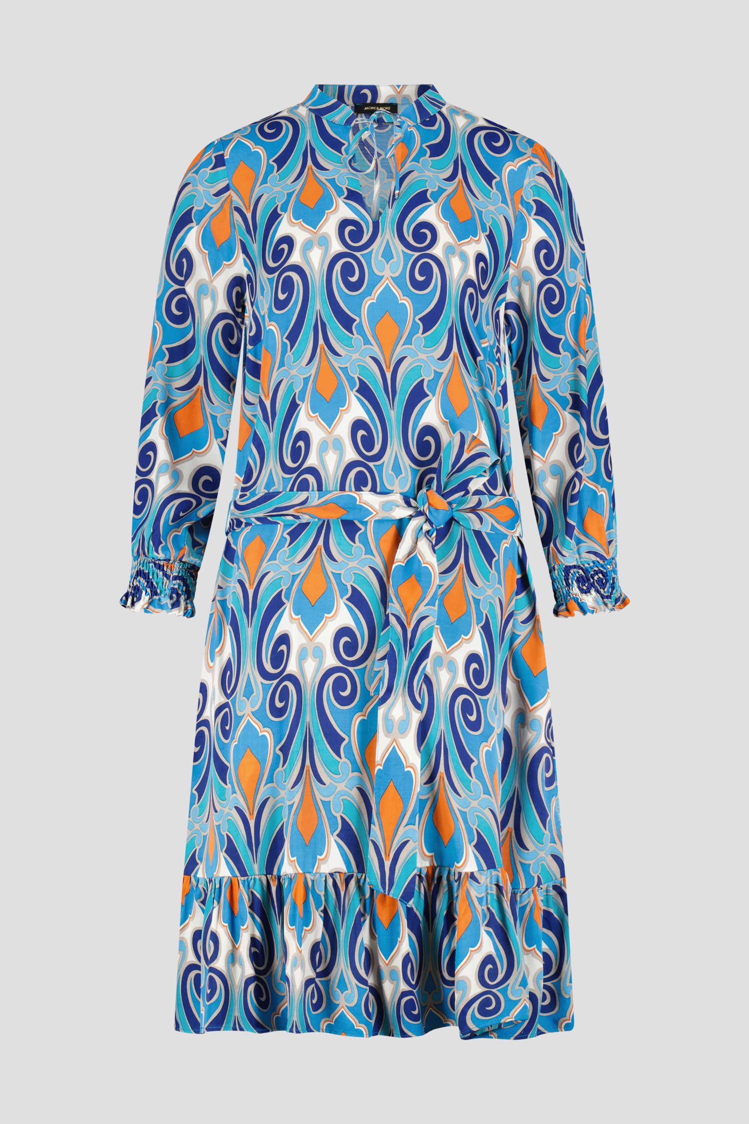 Kleedje met blauw-oranje print van More & More voor Dames
