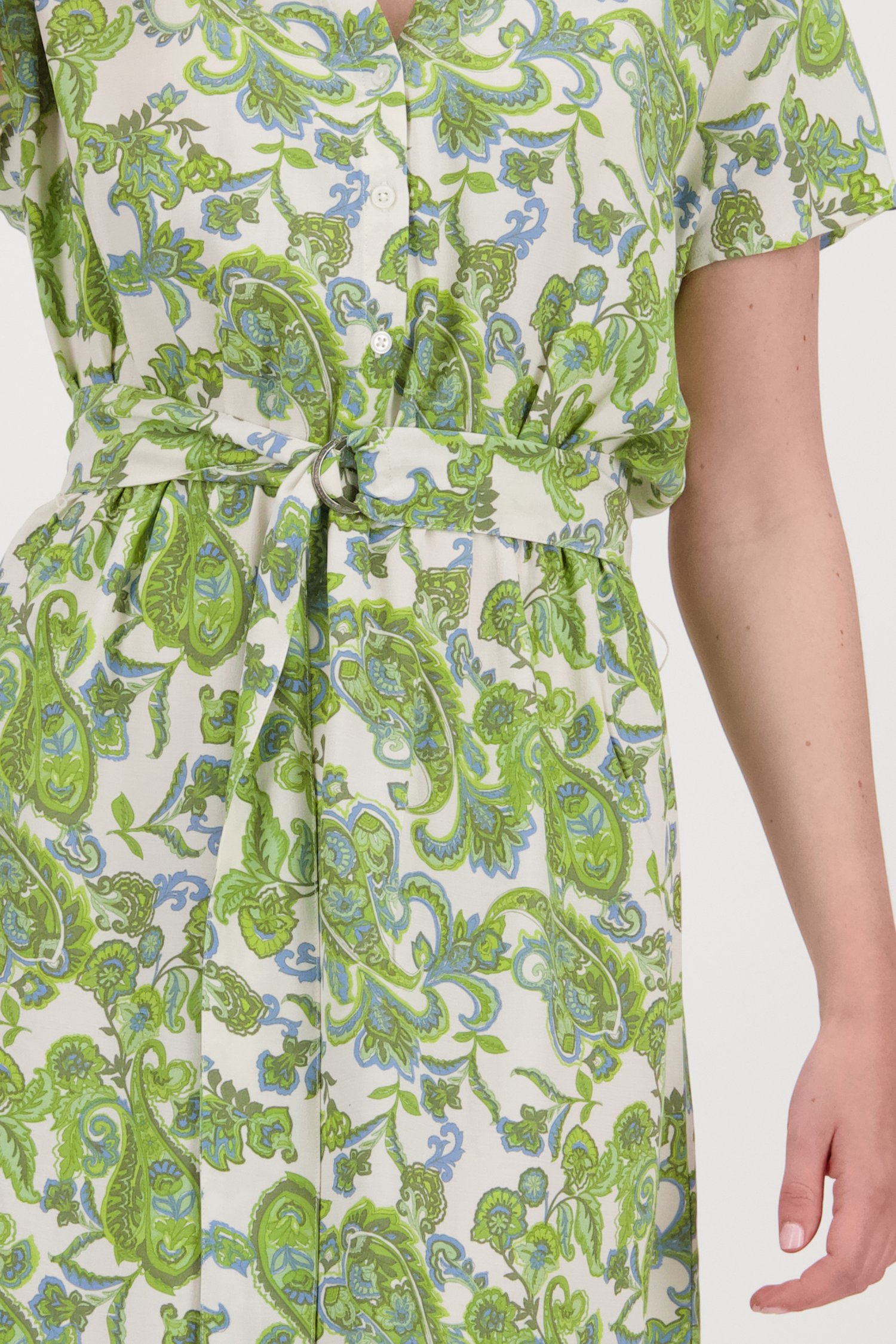 Kleedje met groen-blauwe paisley print  van More & More voor Dames