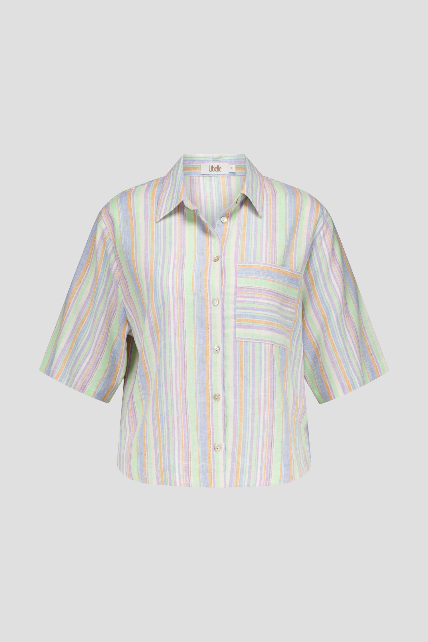 Kleurrijke, linnen hemdblouse van Libelle voor Dames