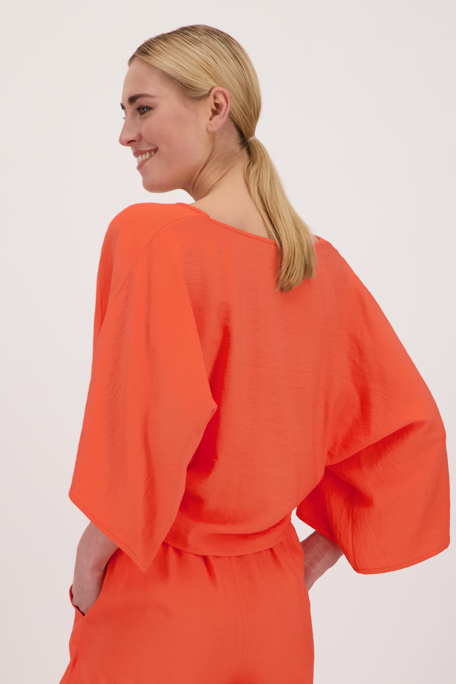 Koraalrode blouse  van AC by Annelien Coorevits voor Dames