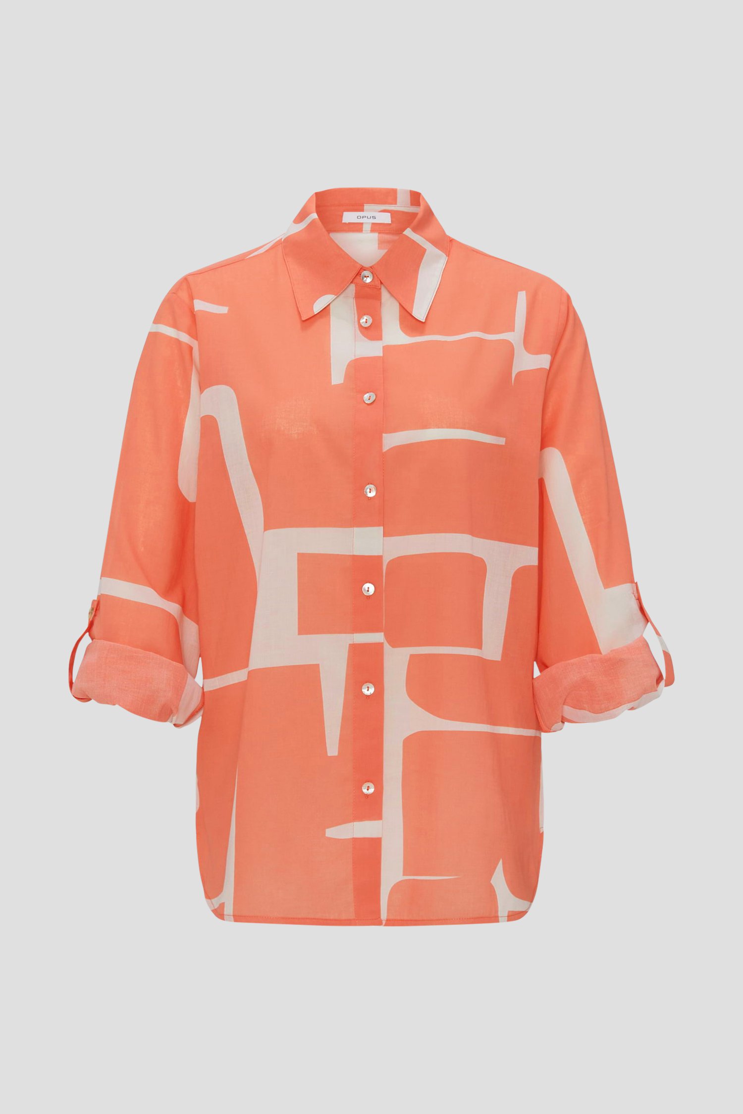 Koraalrode blouse met witte print van Opus voor Dames