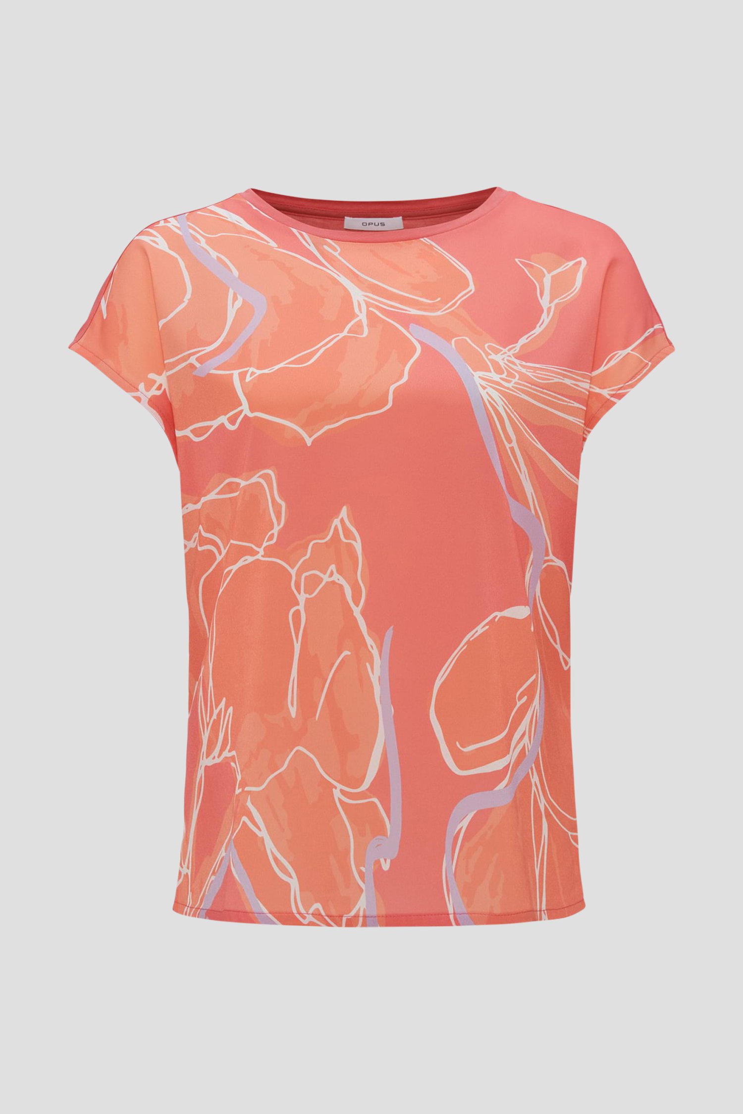Koraalroze T-shirt met abstracte print van Opus voor Dames