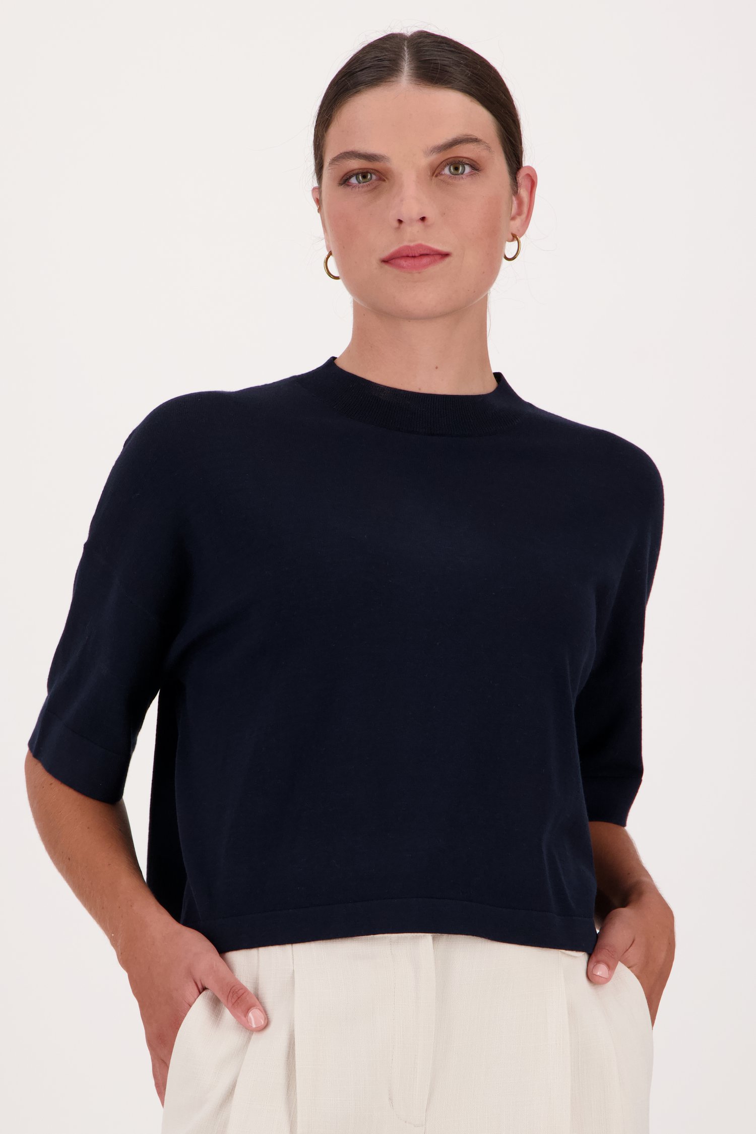 donkerblauw vest dames kort