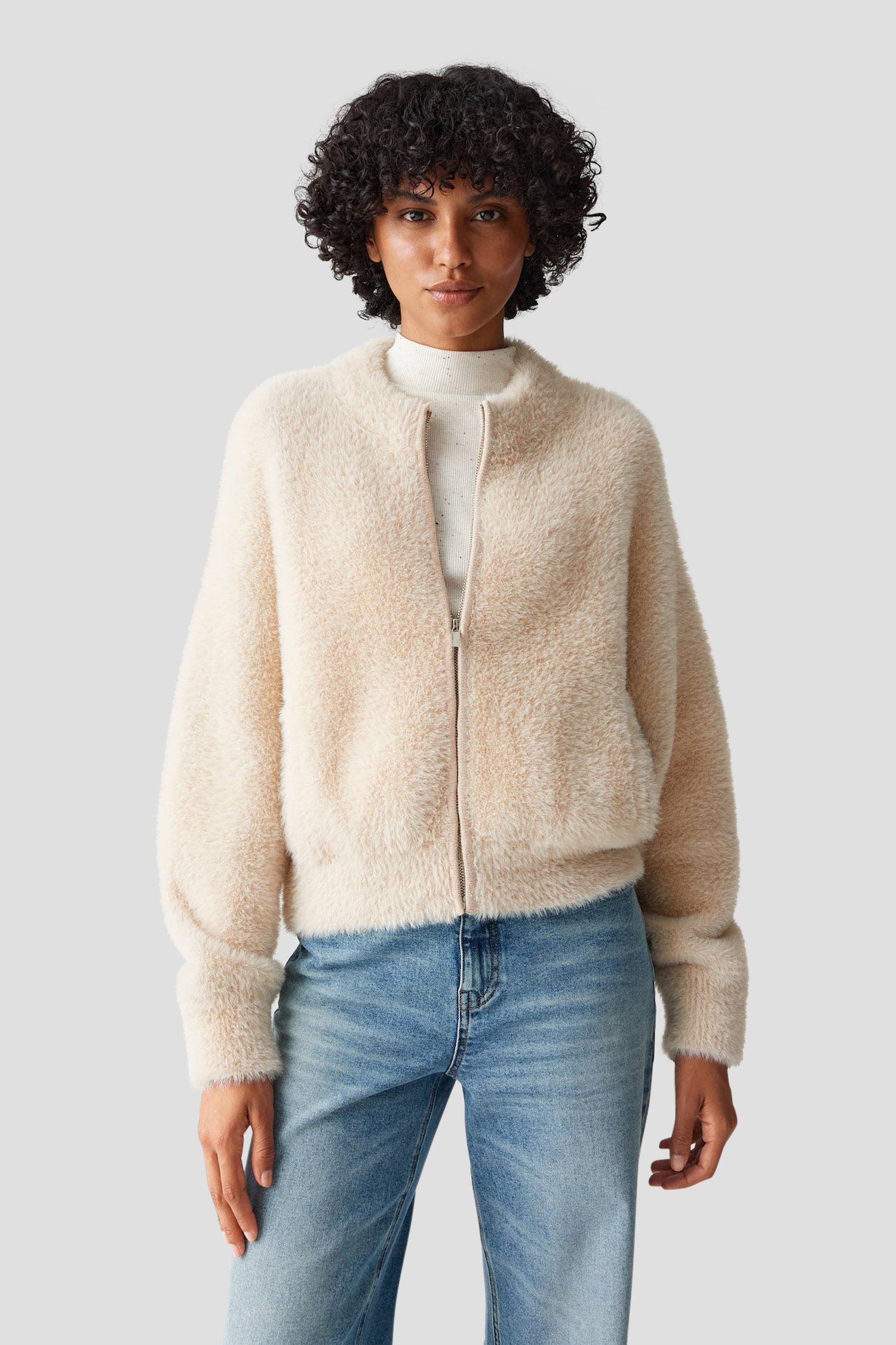 Korte beige faux fur vest van Opus 7736657 Dameskleding e5