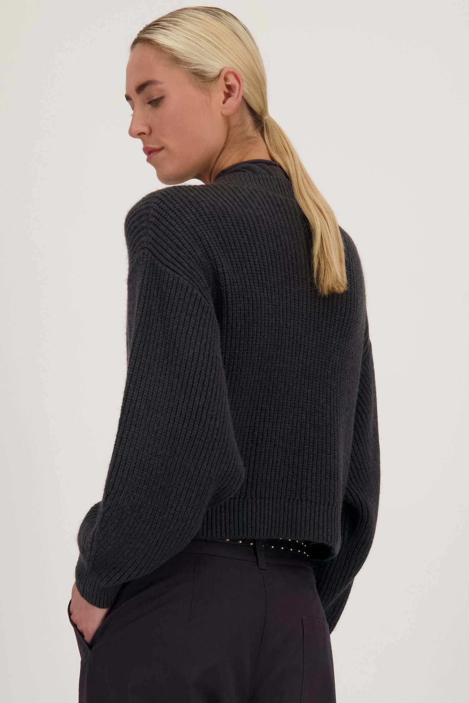 Korte donkergrijze cardigan - Louise x Tine van Louise voor Dames