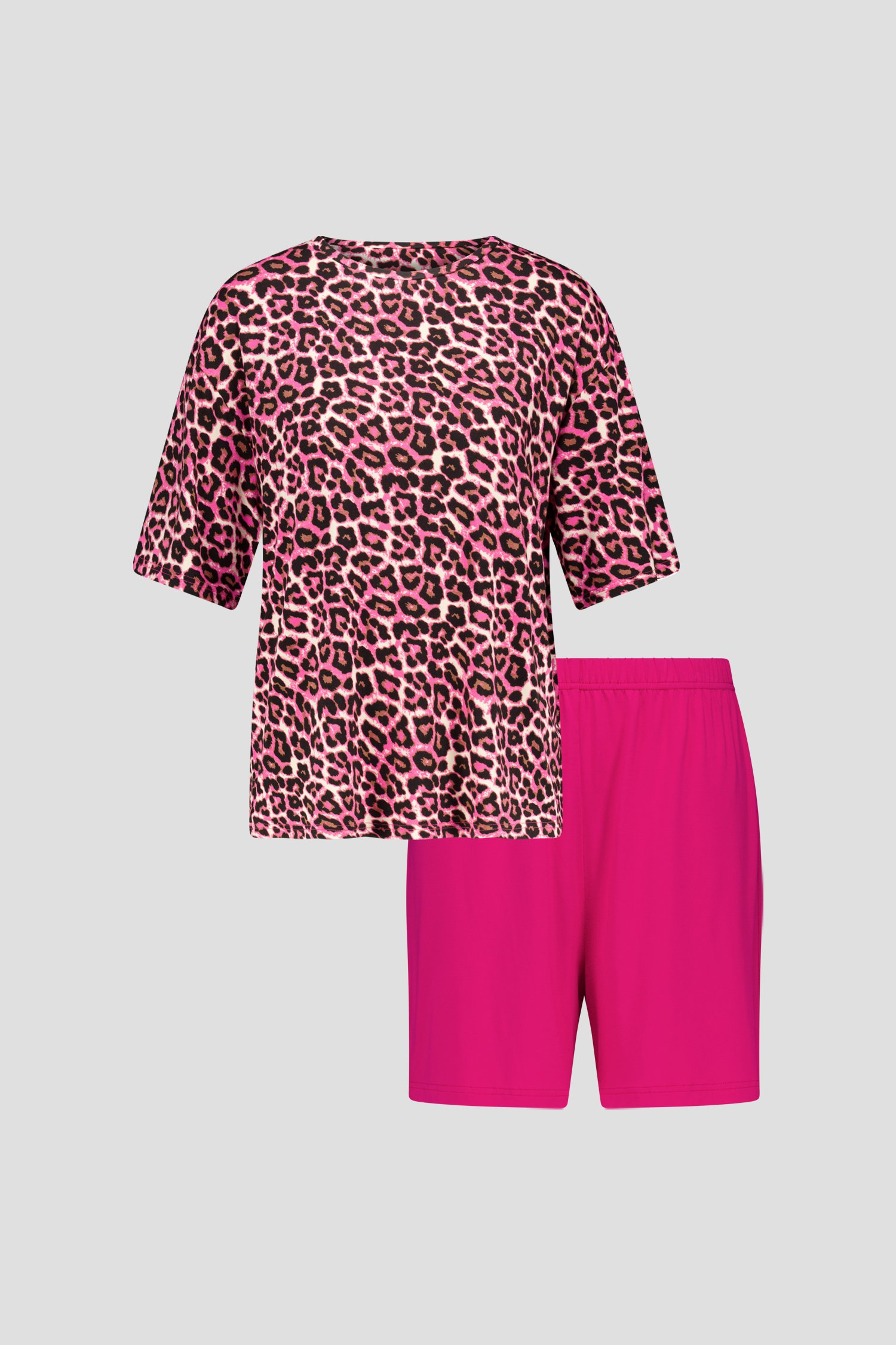 Korte roze pyjamaset met luipaardprint van Liberty Island voor Dames