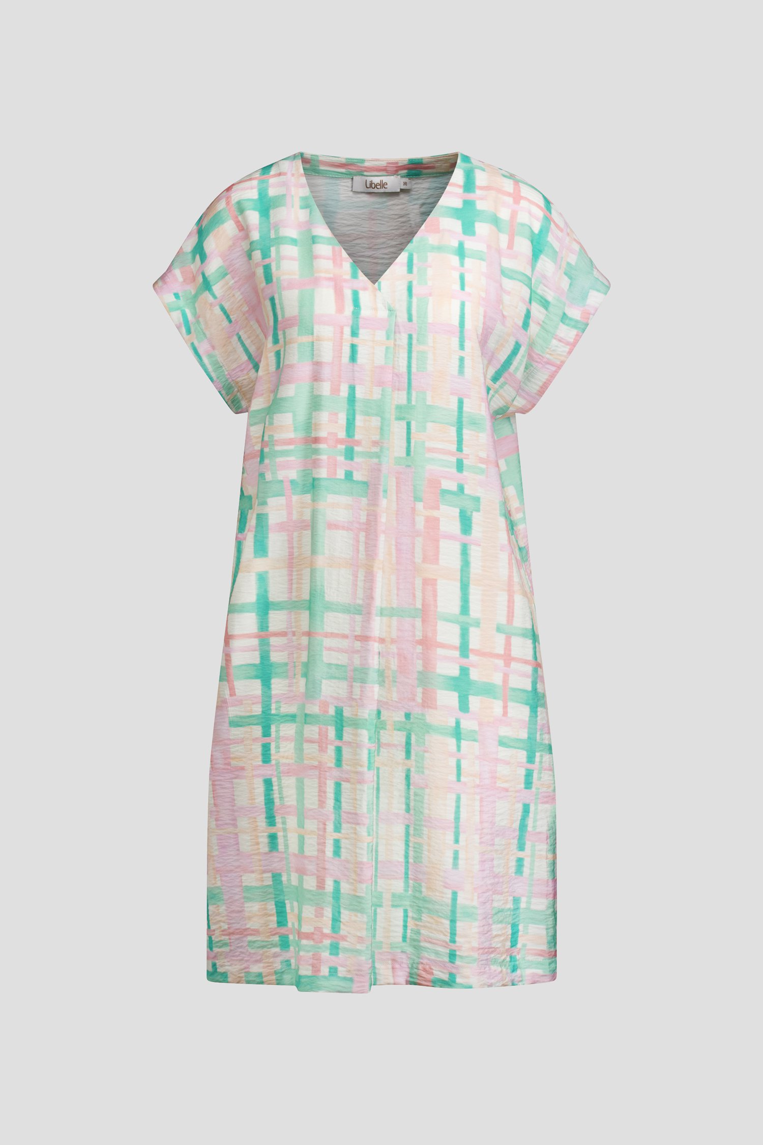 Productfoto 1 van Lang kleed met ruitjesmotief in pastelkleuren  door Libelle voor Dames