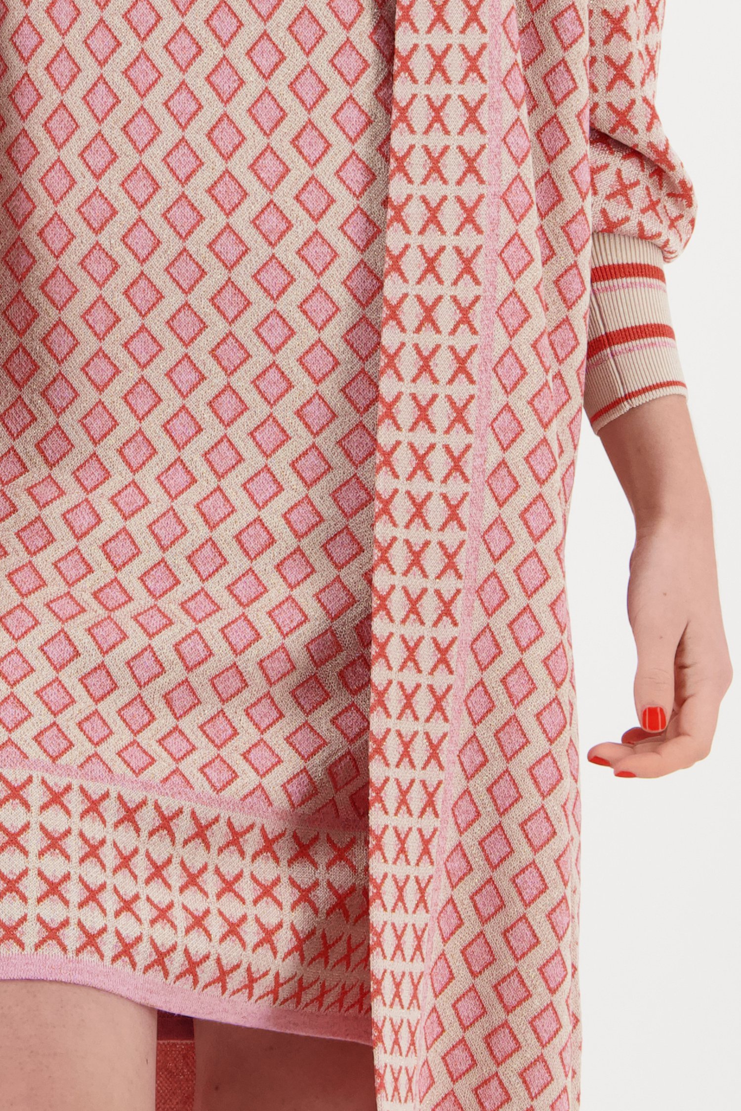 Lange cardigan met roze-oranje print van D'Auvry voor Dames
