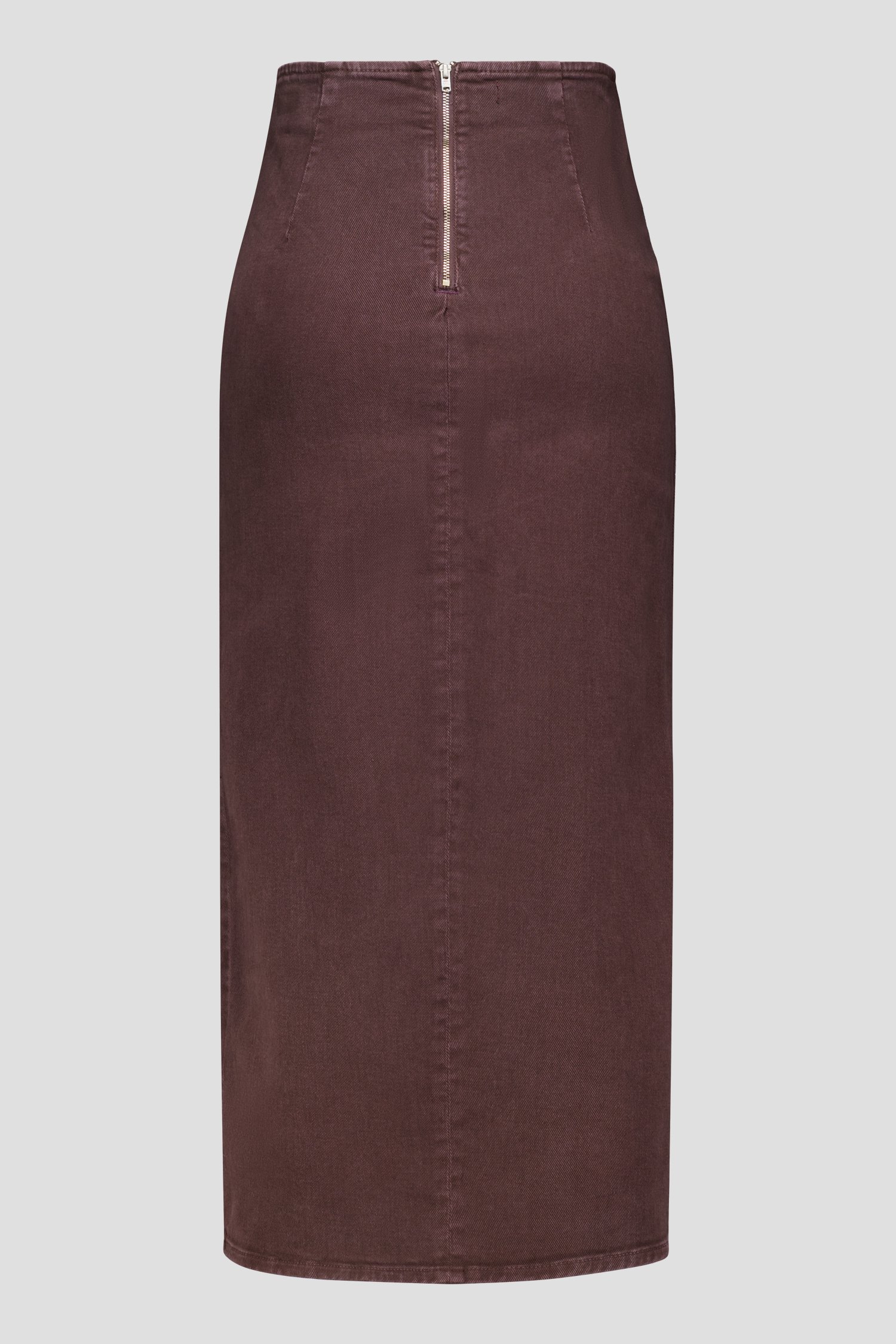 Productfoto 2 van Lange donkerbruine jeansrok met split door Liberty Island Denim voor Dames