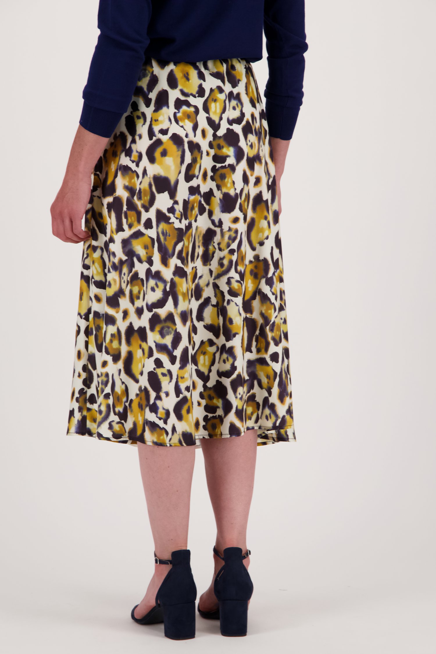 Lange ecru rok met goud-blauwe print van Claude Arielle voor Dames