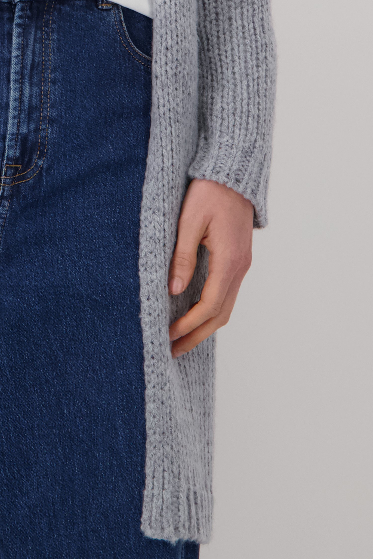 Lange gebreide grijze cardigan van Liberty Island voor Dames