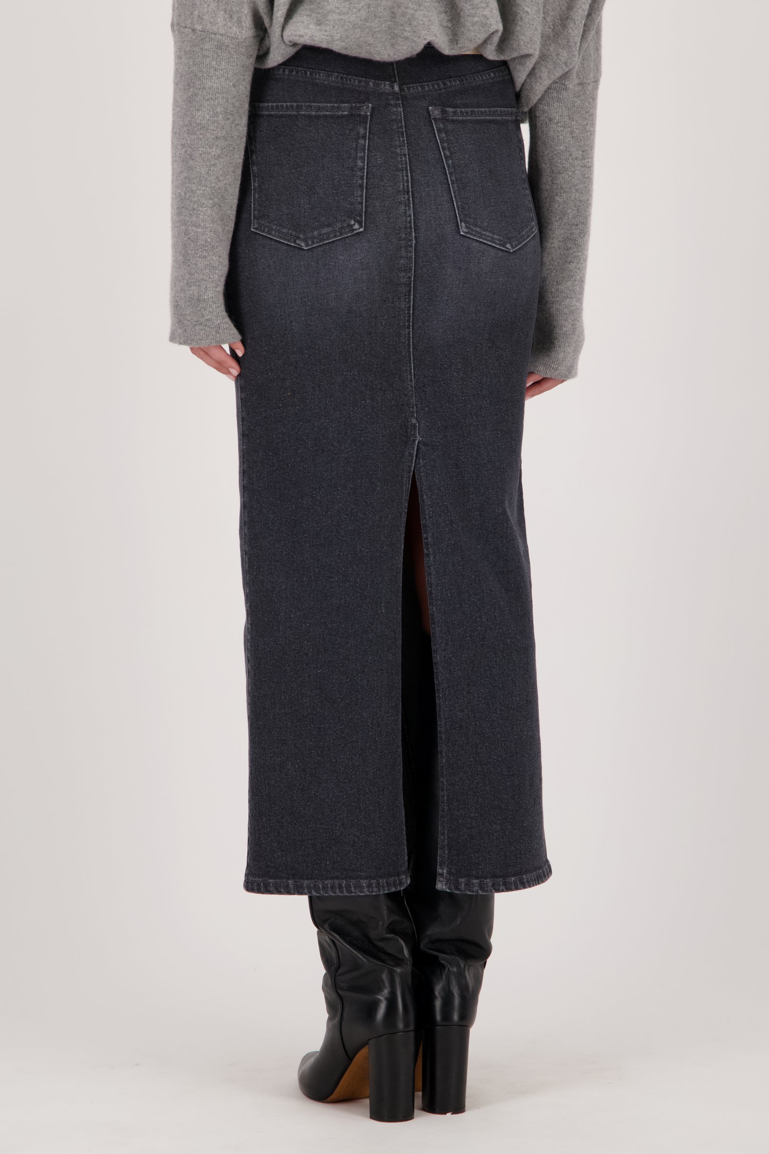 Lange grijze jeansrok van AC by Annelien Coorevits voor Dames