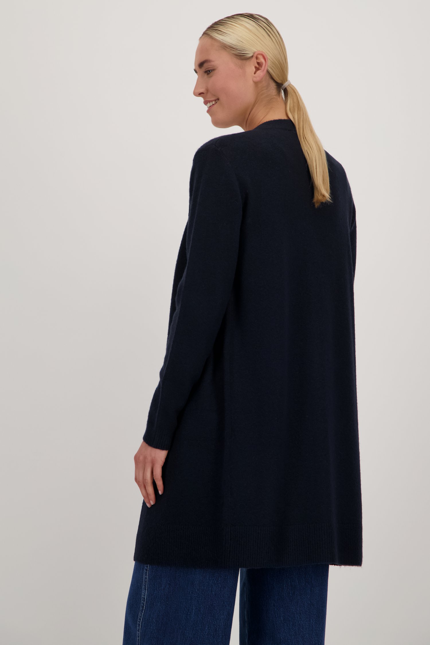Achterkant van Lange navy cardigan zonder knopen door Liberty Island voor Dames