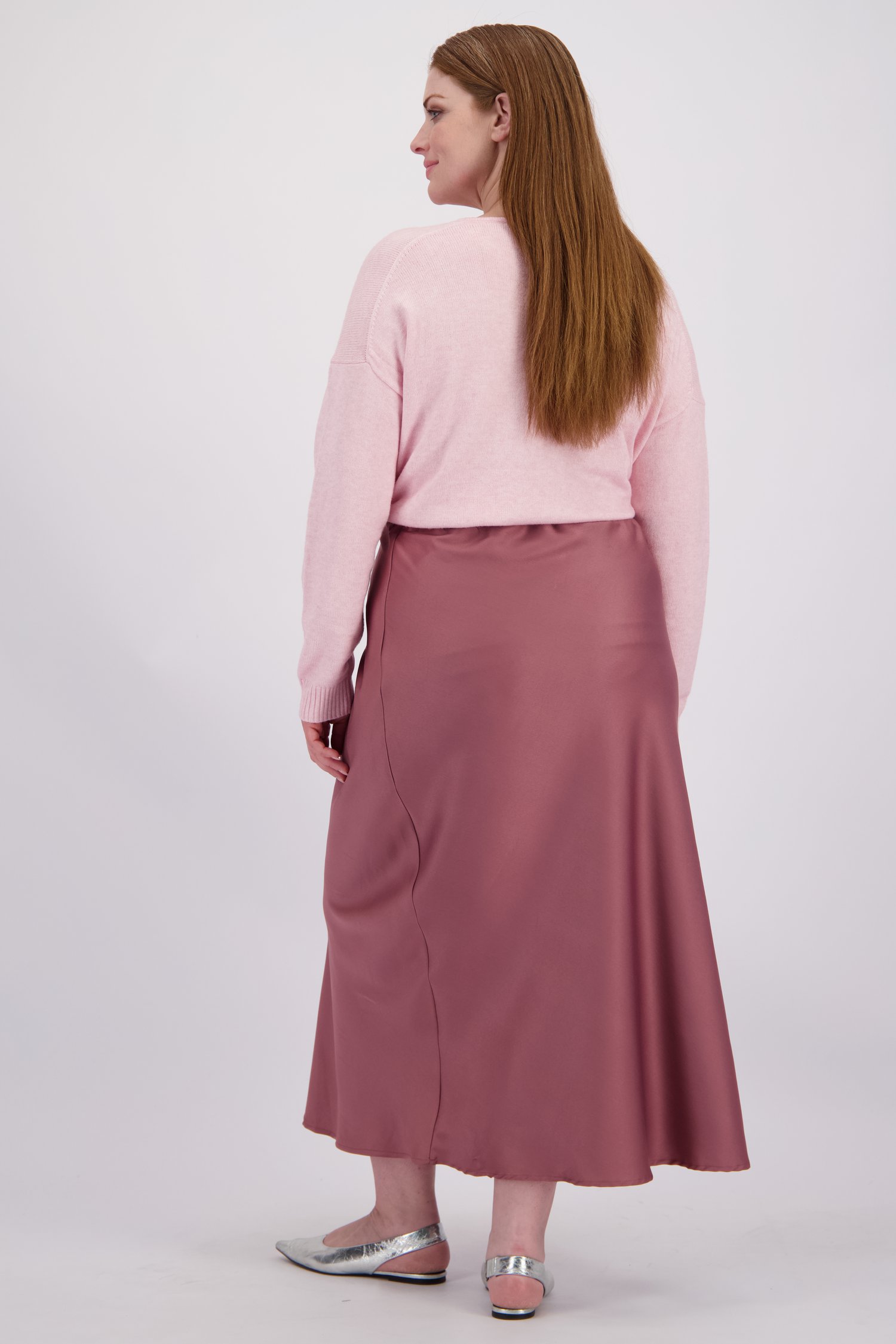 Achterkant van Lange paarse rok met elastische tailleband door ONLY Carmakoma voor Dames