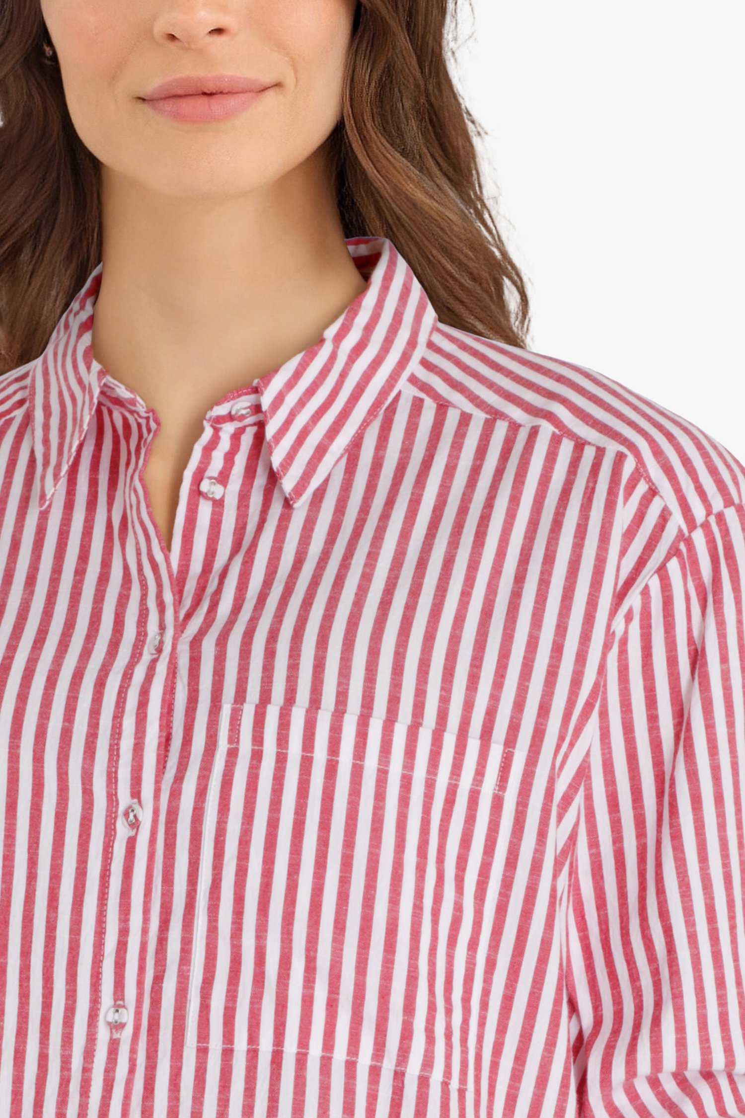 Dwingend Minst Beugel Lange rood-wit gestreepte blouse van B. Coastline | 9623511 | e5