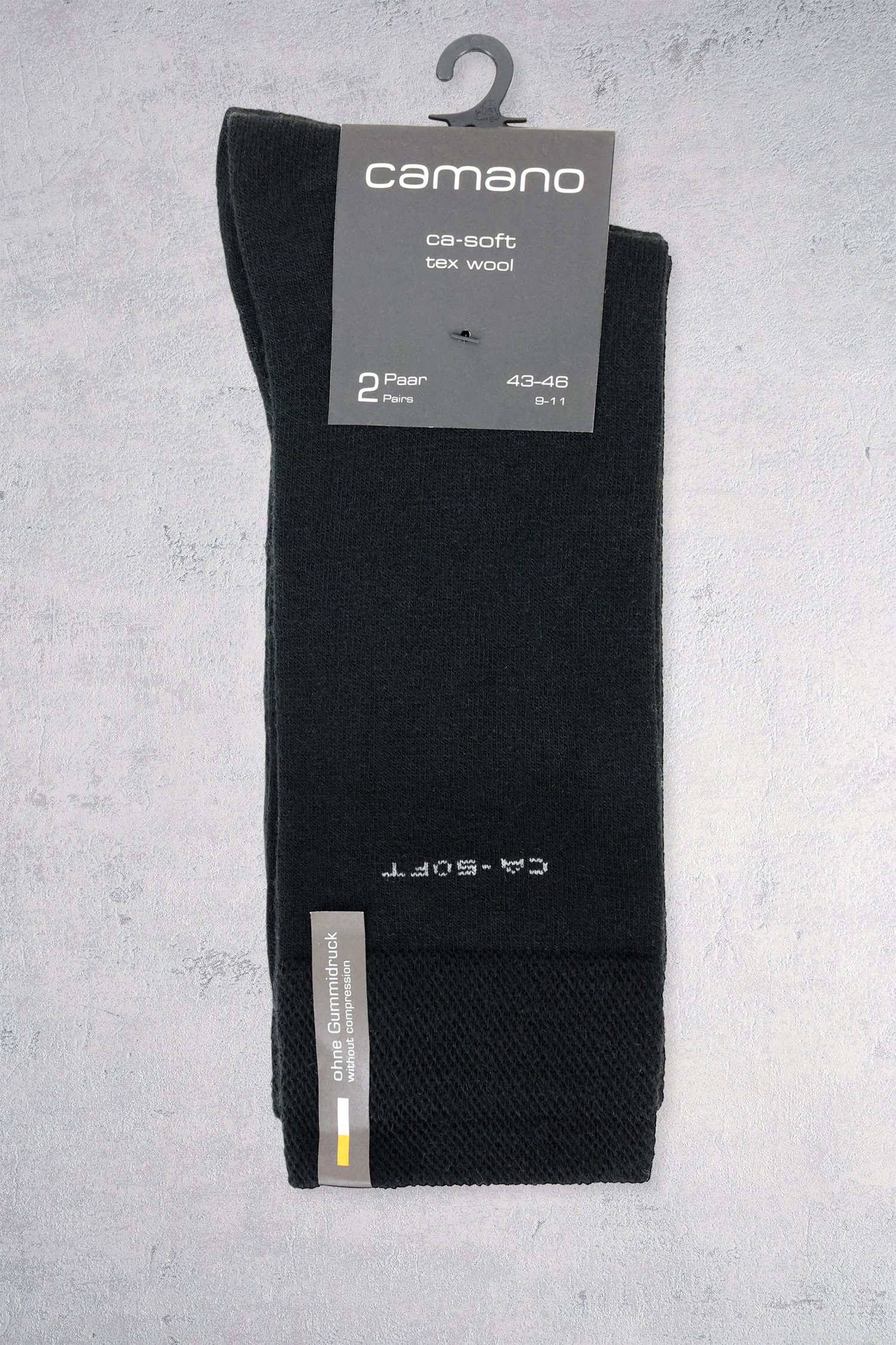 Achterkant van Lange zwarte sokken met wol - 2 paar door Camano voor Heren