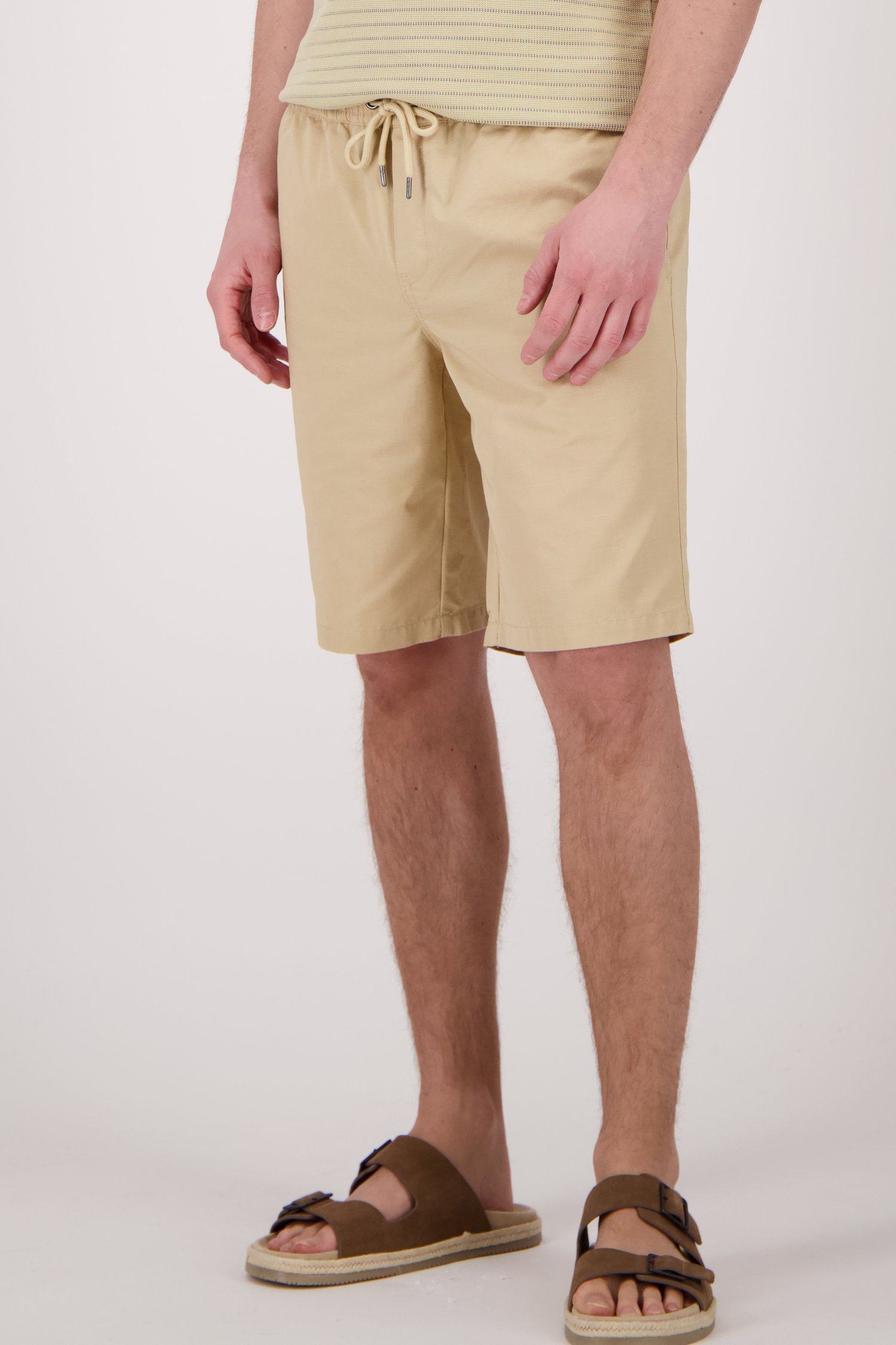Lichtbeige bermuda met elastische tailleband van Casual Five voor Heren