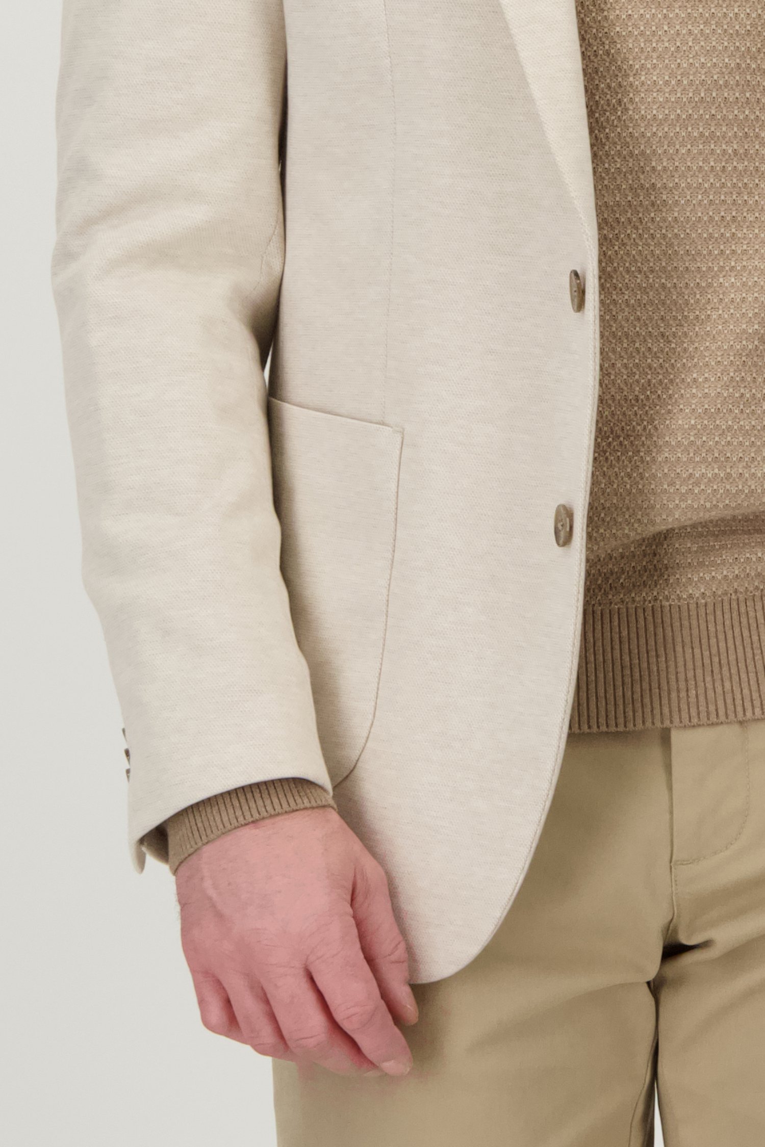 Lichtbeige blazer met bruine knopen - regular fit van Dansaert Blue voor Heren