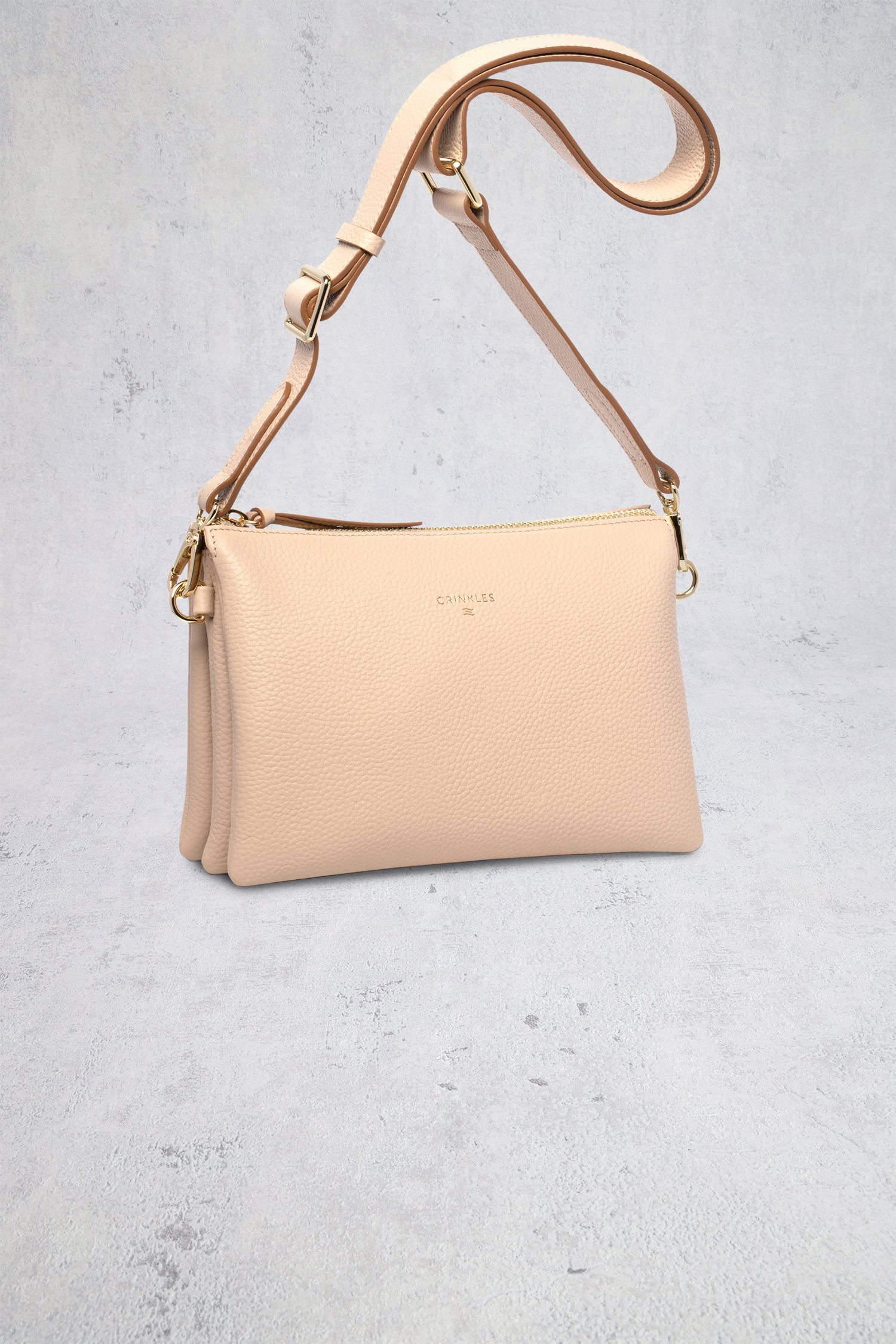 Productfoto 1 van Lichtbeige lederen handtas door Crinkles voor Dames