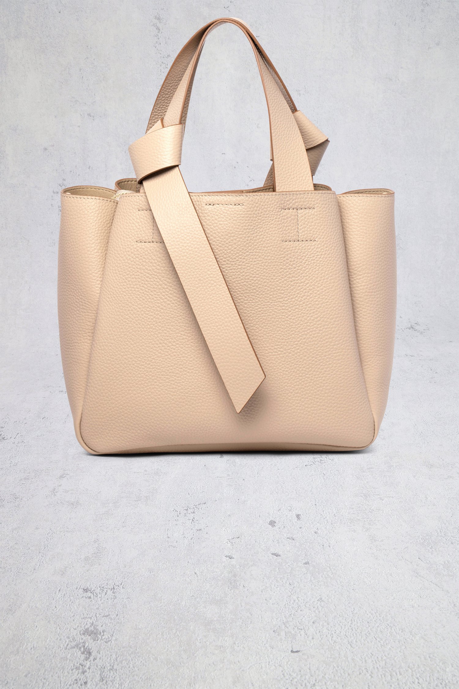 Achterkant van Lichtbeige lederen handtas door Crinkles voor Dames