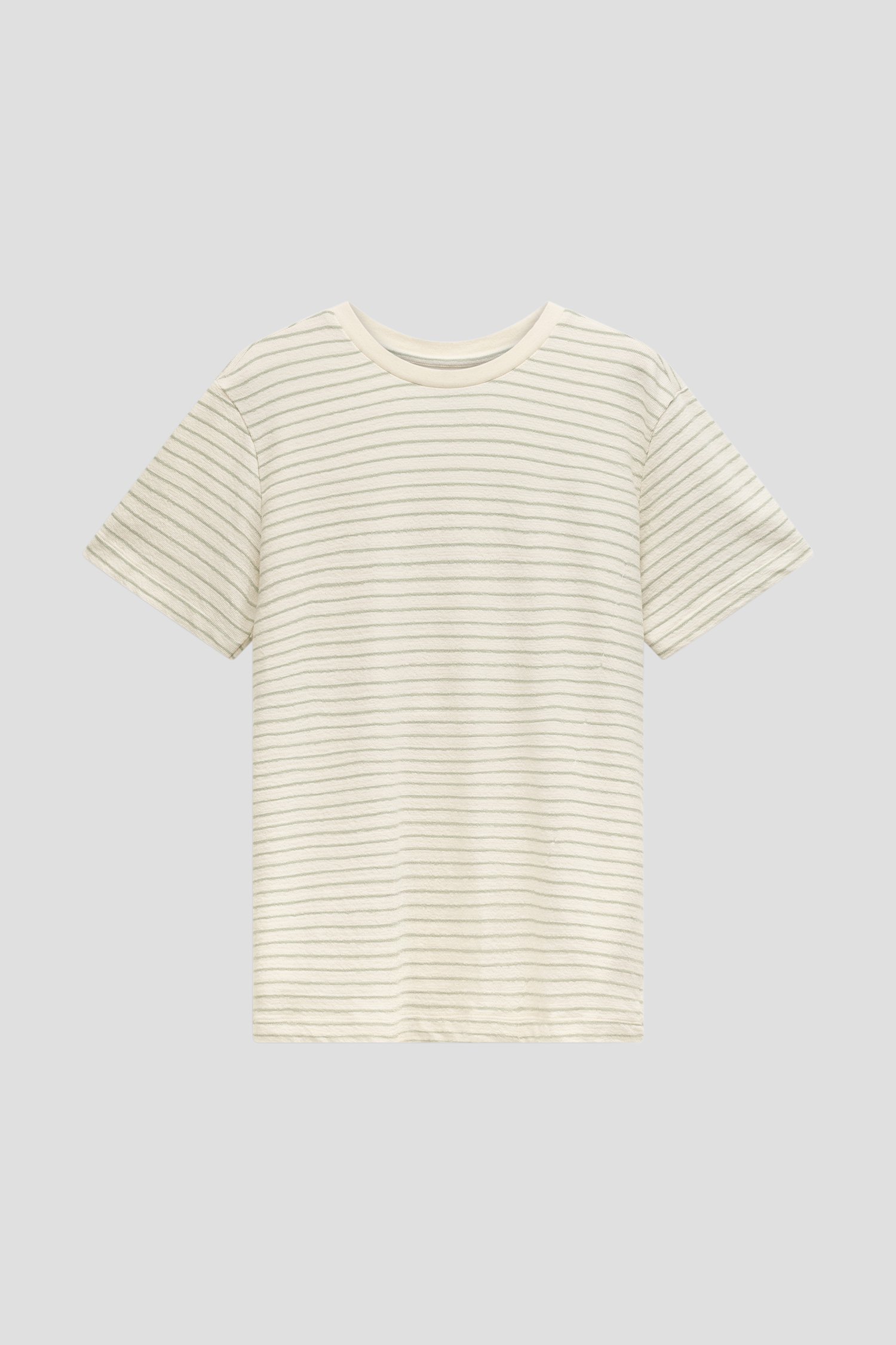Productfoto 1 van Lichtbeige T-shirt met groen gestreept motief door Bluefields voor Heren