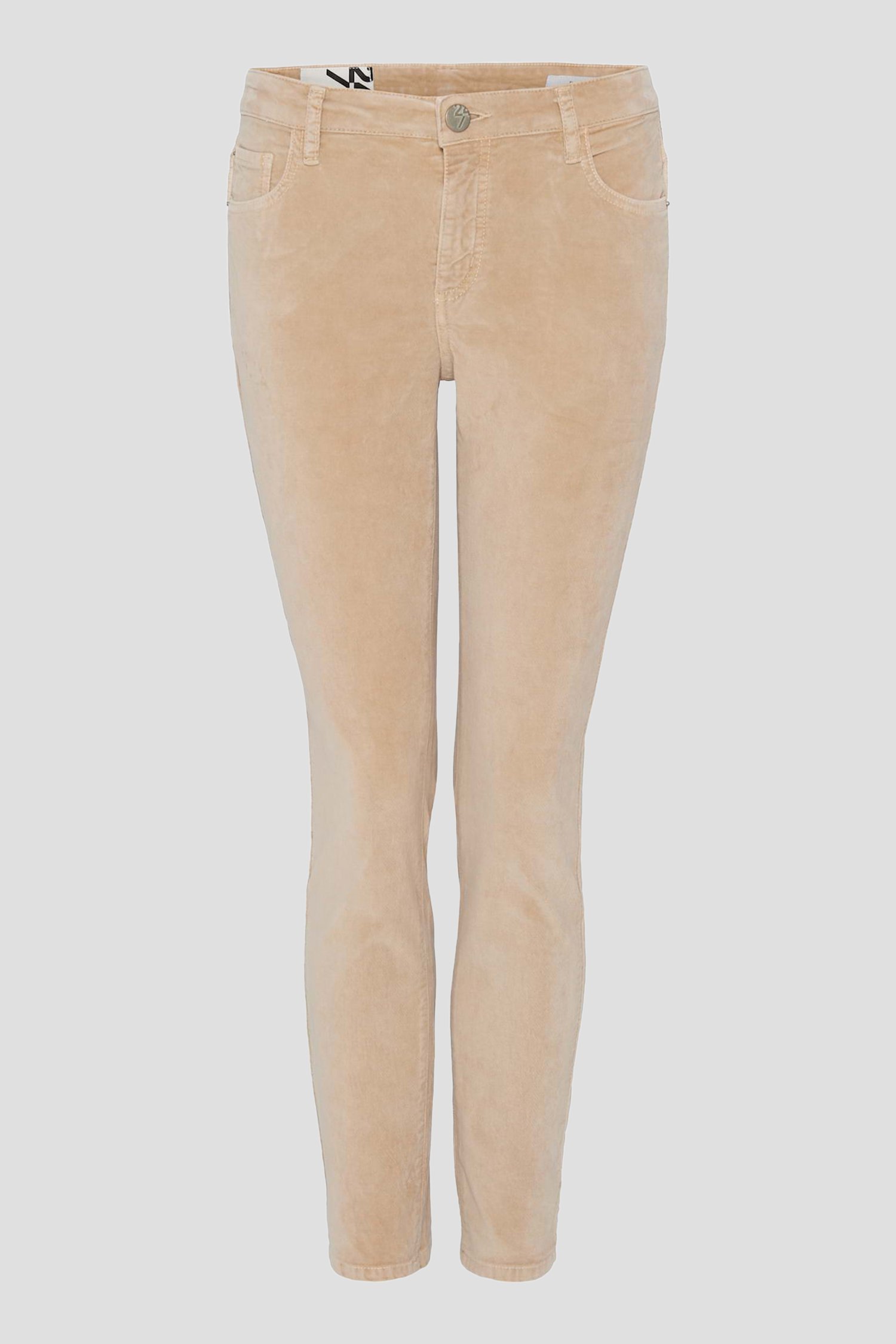 Lichtbeige velours broek - Slim fit van Opus voor Dames