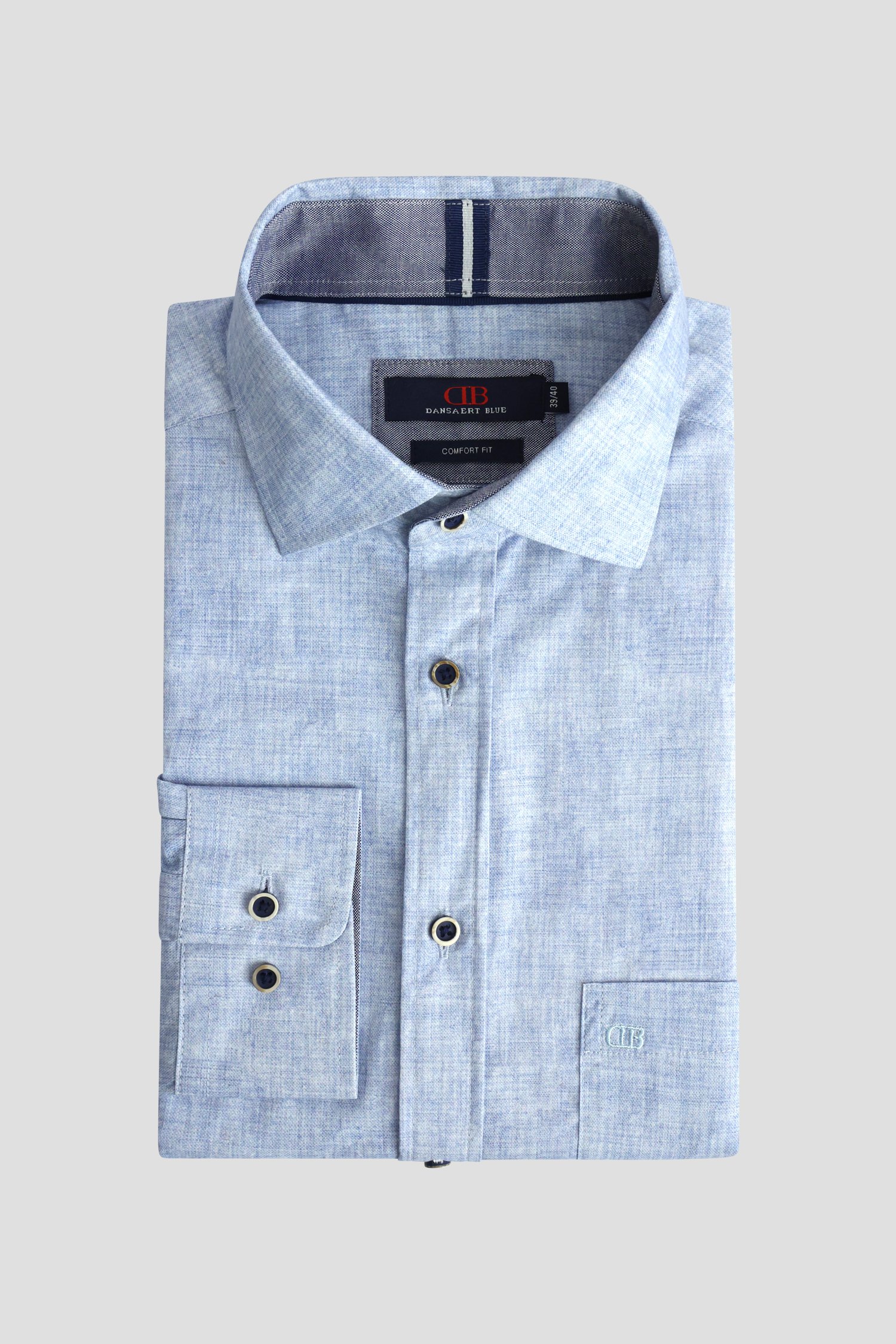 Voorkant van Lichtblauw gemêleerd hemd - Comfort fit door Dansaert Blue voor Heren
