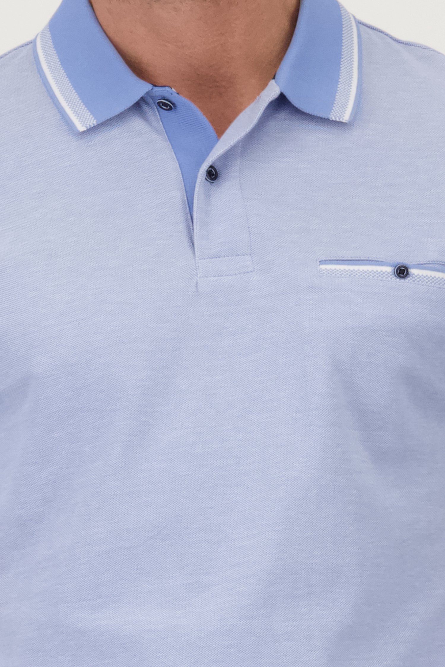 Lichtblauw gemêleerde polo met borstzak van Dansaert Blue voor Heren