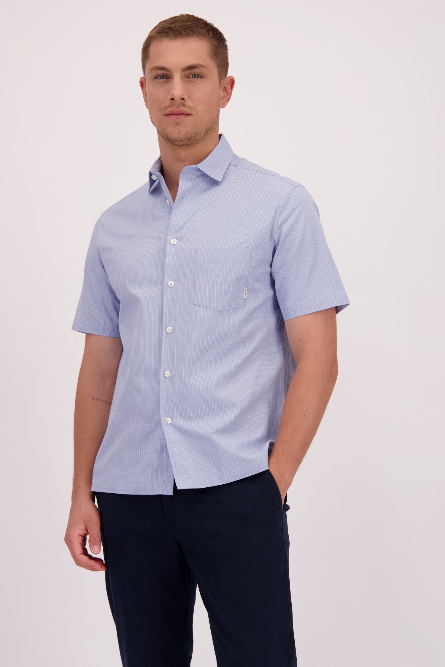 Voorkant van Lichtblauw geruit hemd - regular fit door Casual Five voor Heren