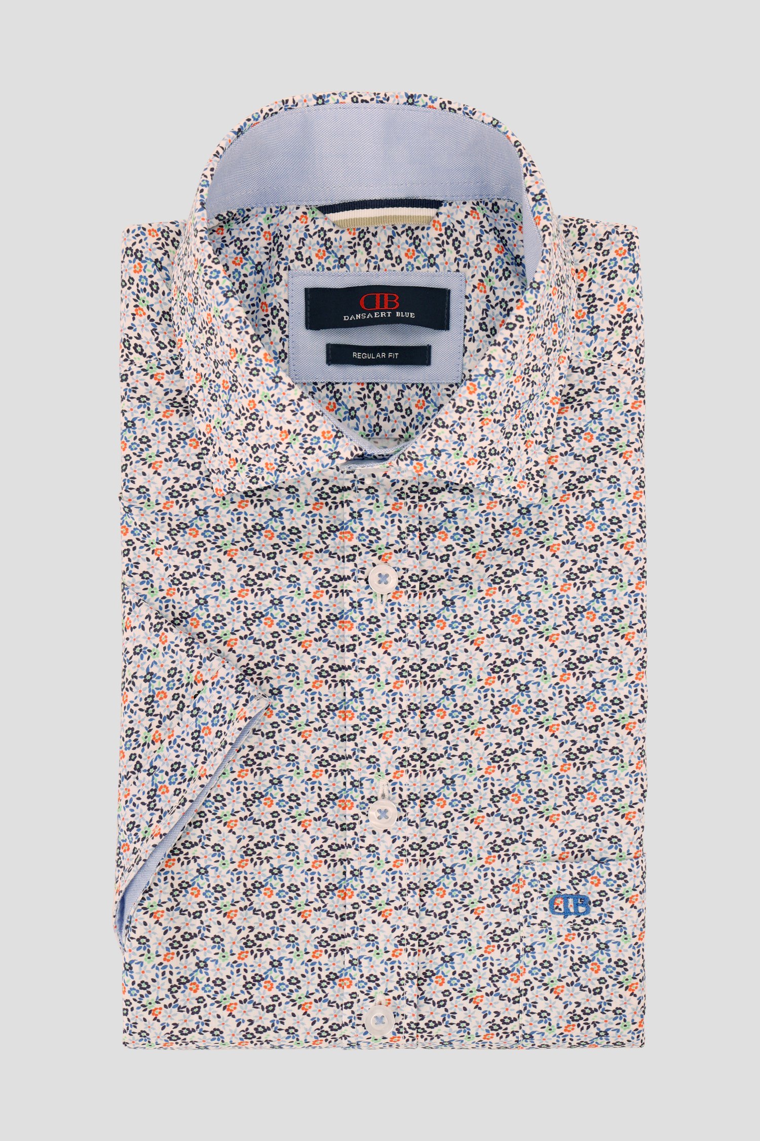 Lichtblauw hemd met bloemenprint - Regular fit van Dansaert Blue voor Heren