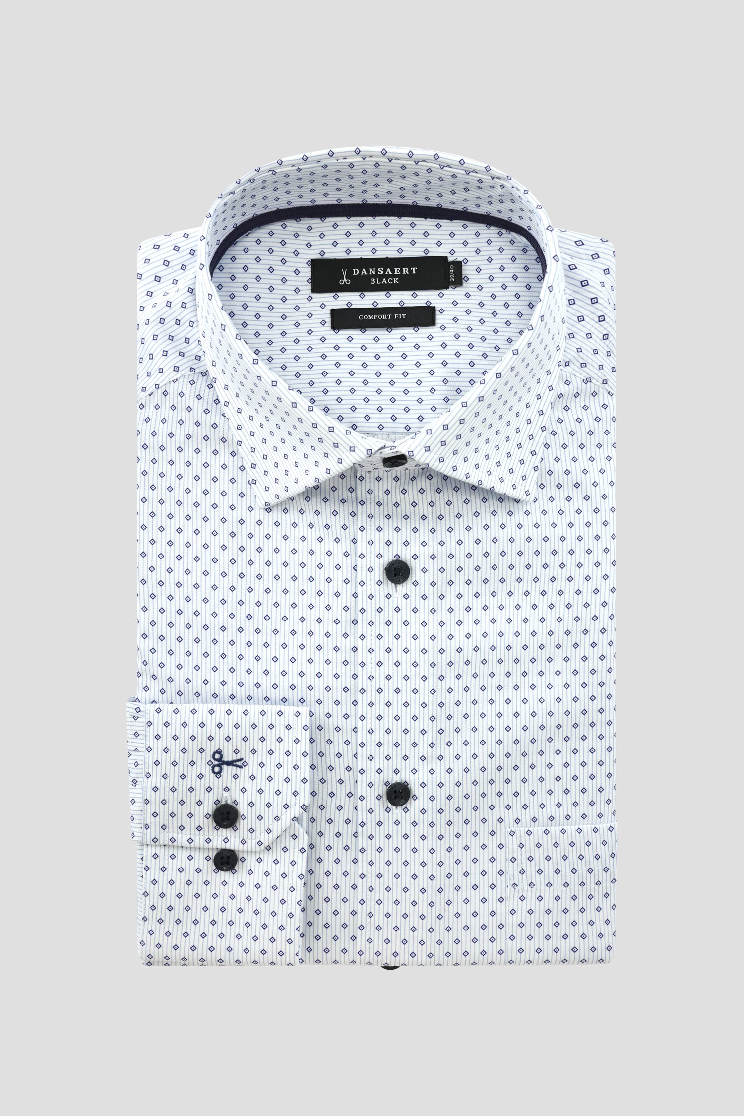 Lichtblauw hemd met fijne print – Comfort fit van Dansaert Black voor Heren