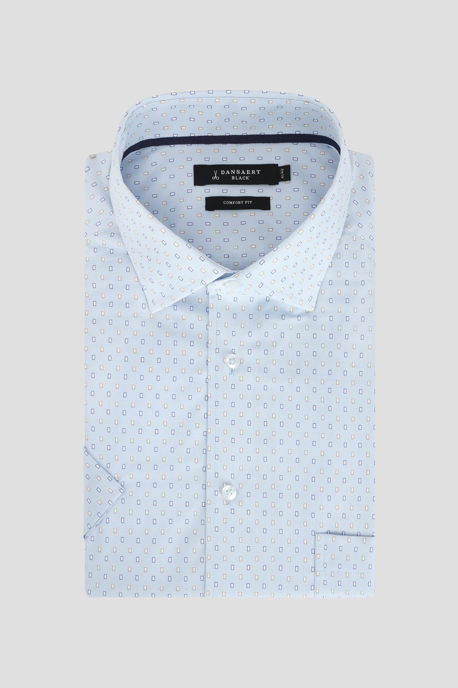 Lichtblauw hemd met fijne print – Comfort fit van Dansaert Black voor Heren
