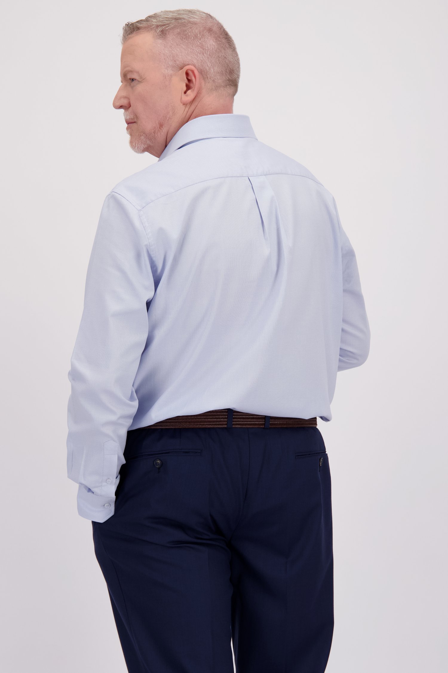 Achterkant van Lichtblauw hemd met fijne ruitjes - Comfort fit door Dansaert Black voor Heren