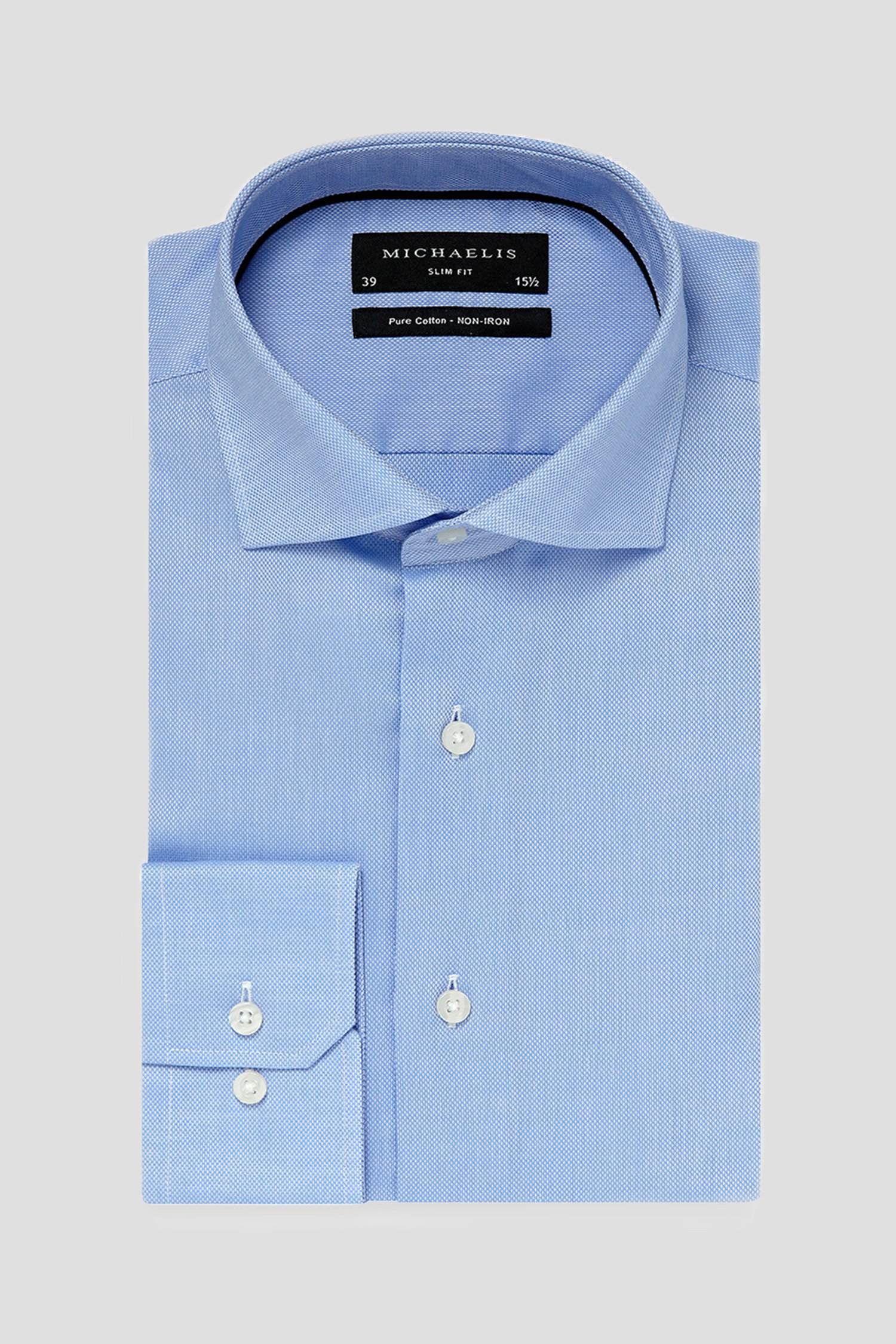 Lichtblauw hemd met fijne structuur - slim fit van Michaelis voor Heren