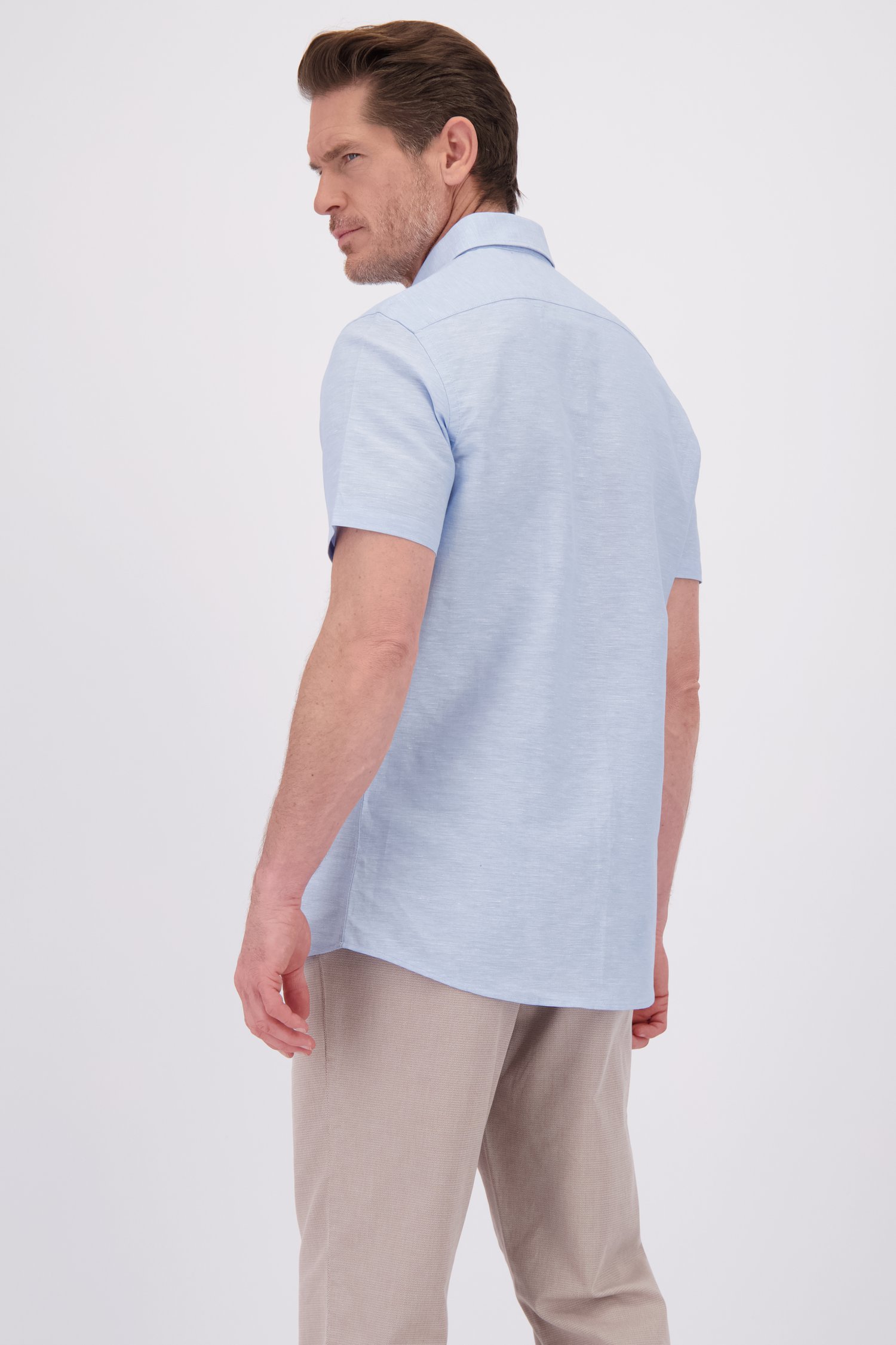 Achterkant van Lichtblauw hemd met korte mouw - Regular fit door Dansaert Blue voor Heren