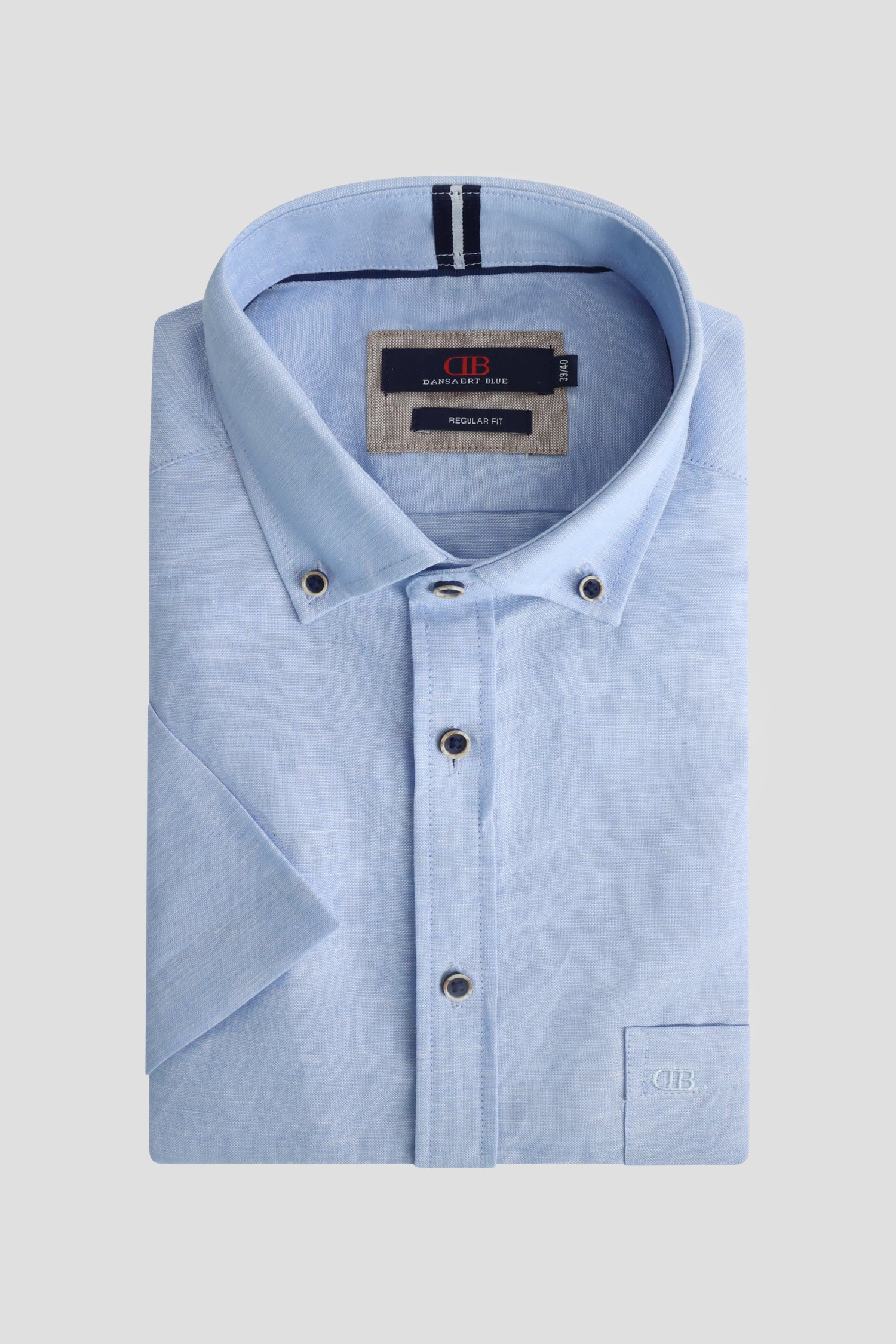 Voorkant van Lichtblauw hemd met korte mouw - Regular fit door Dansaert Blue voor Heren