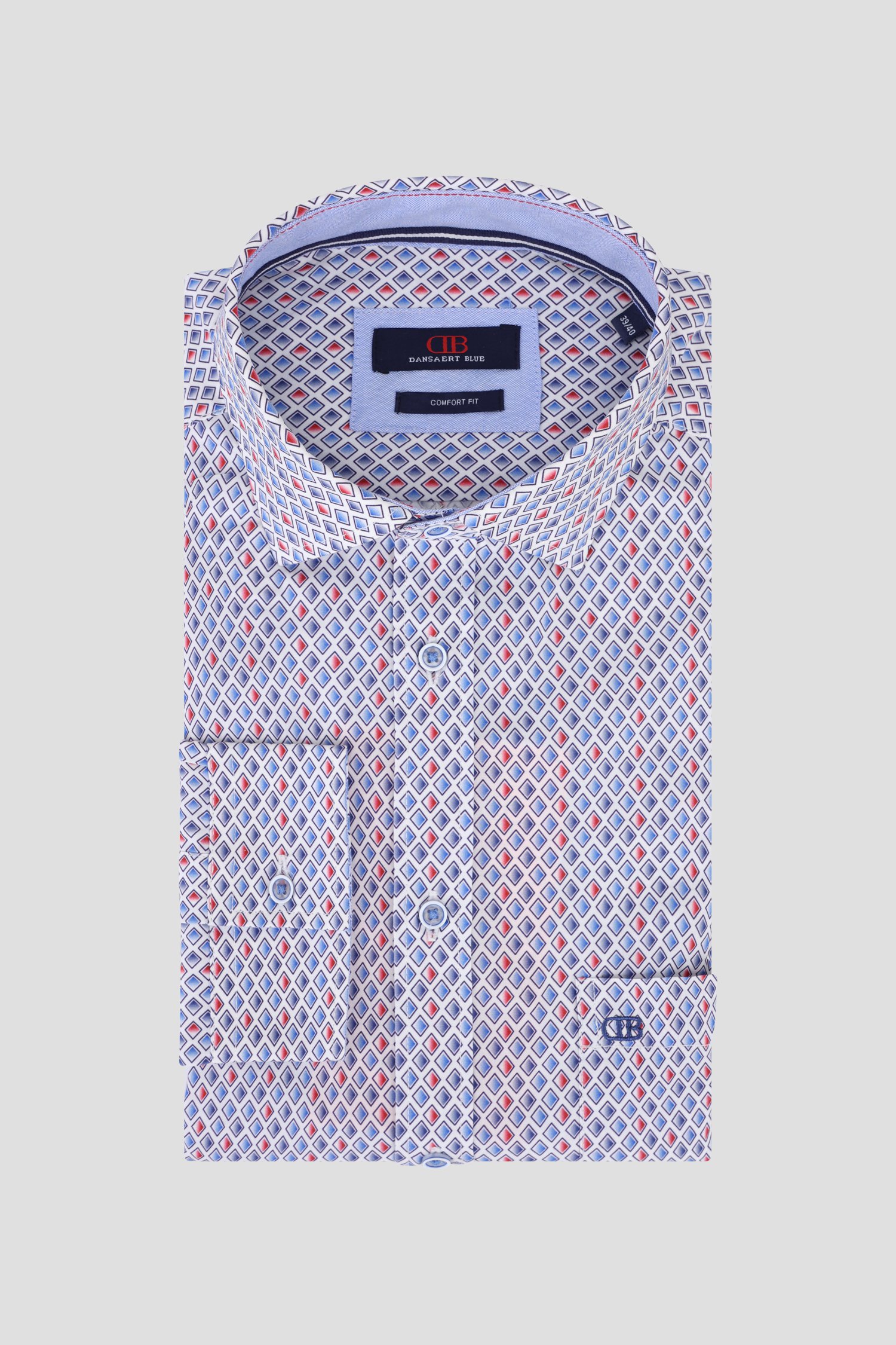 Lichtblauw hemd met print – Comfort fit van Dansaert Blue voor Heren