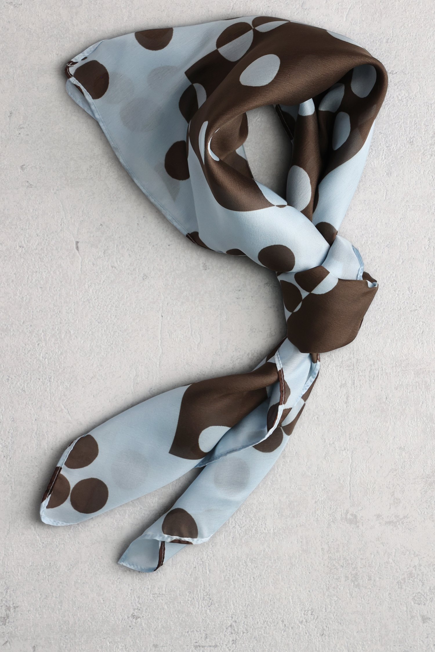 Productfoto 1 van Lichtblauw sjaaltje met bruine stippenprint door D'Auvry voor Dames