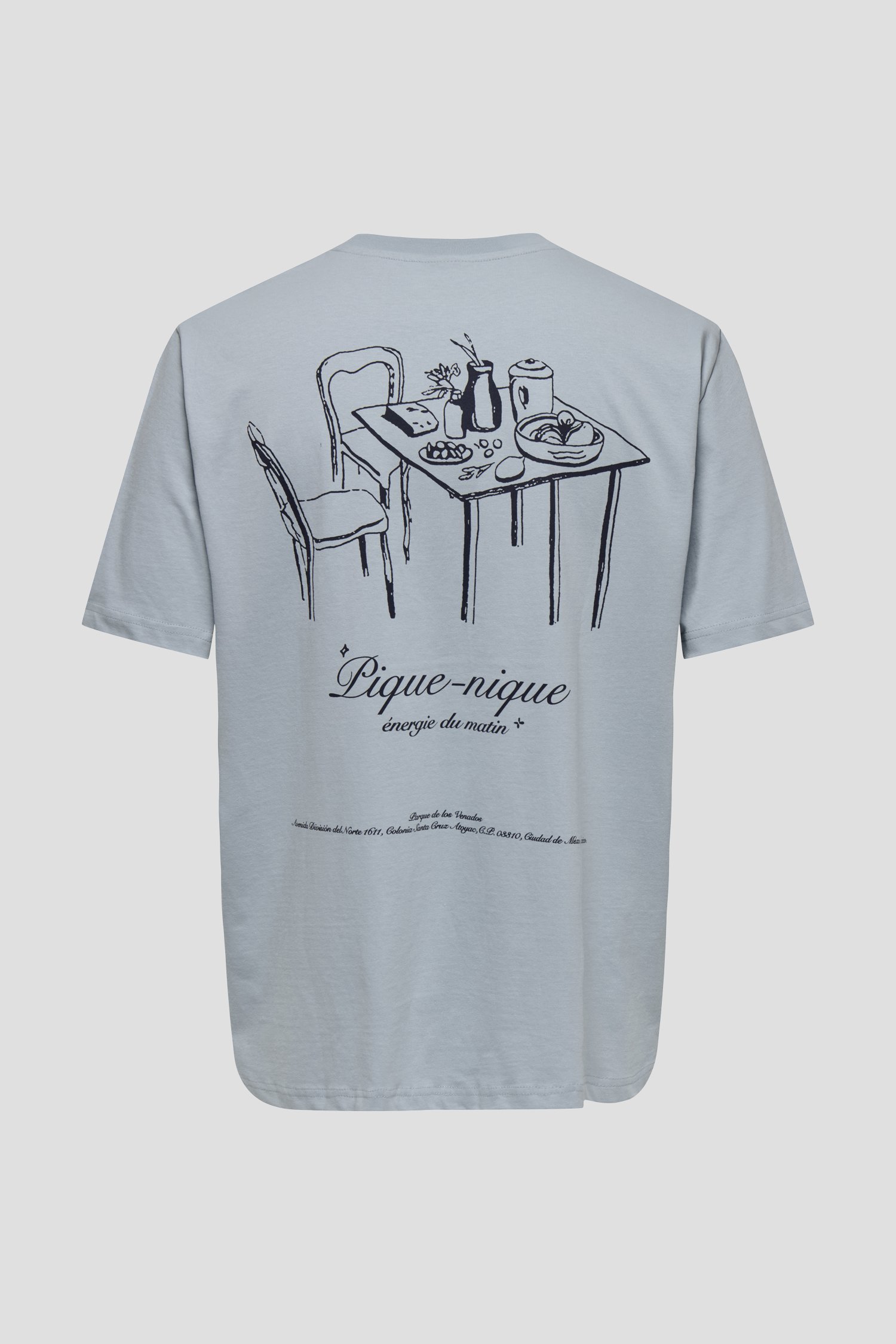 Productfoto 2 van Lichtblauw T-shirt met backprint door Only & Sons voor Heren