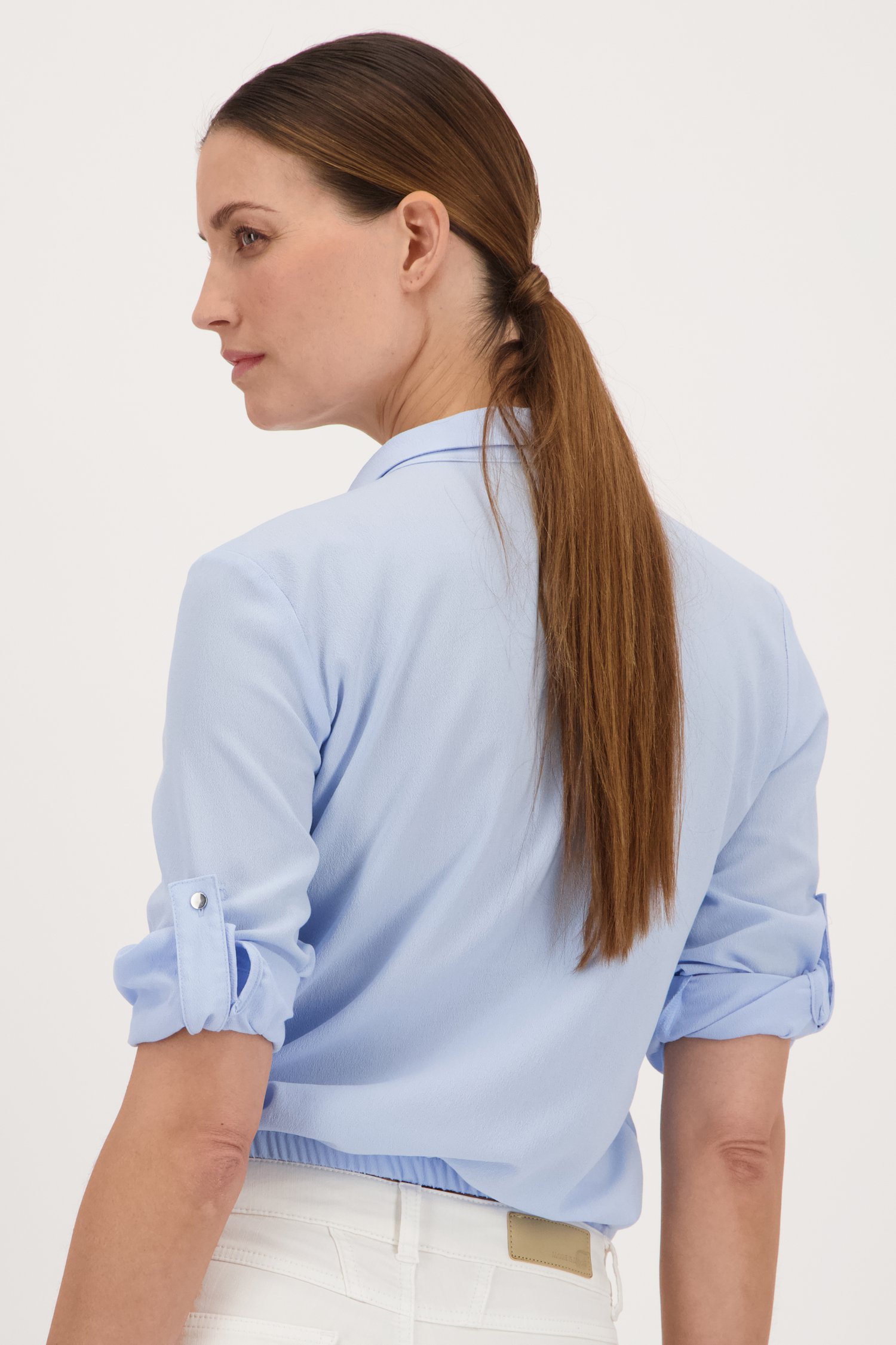 Lichtblauwe blouse met borstzakken van More & More voor Dames