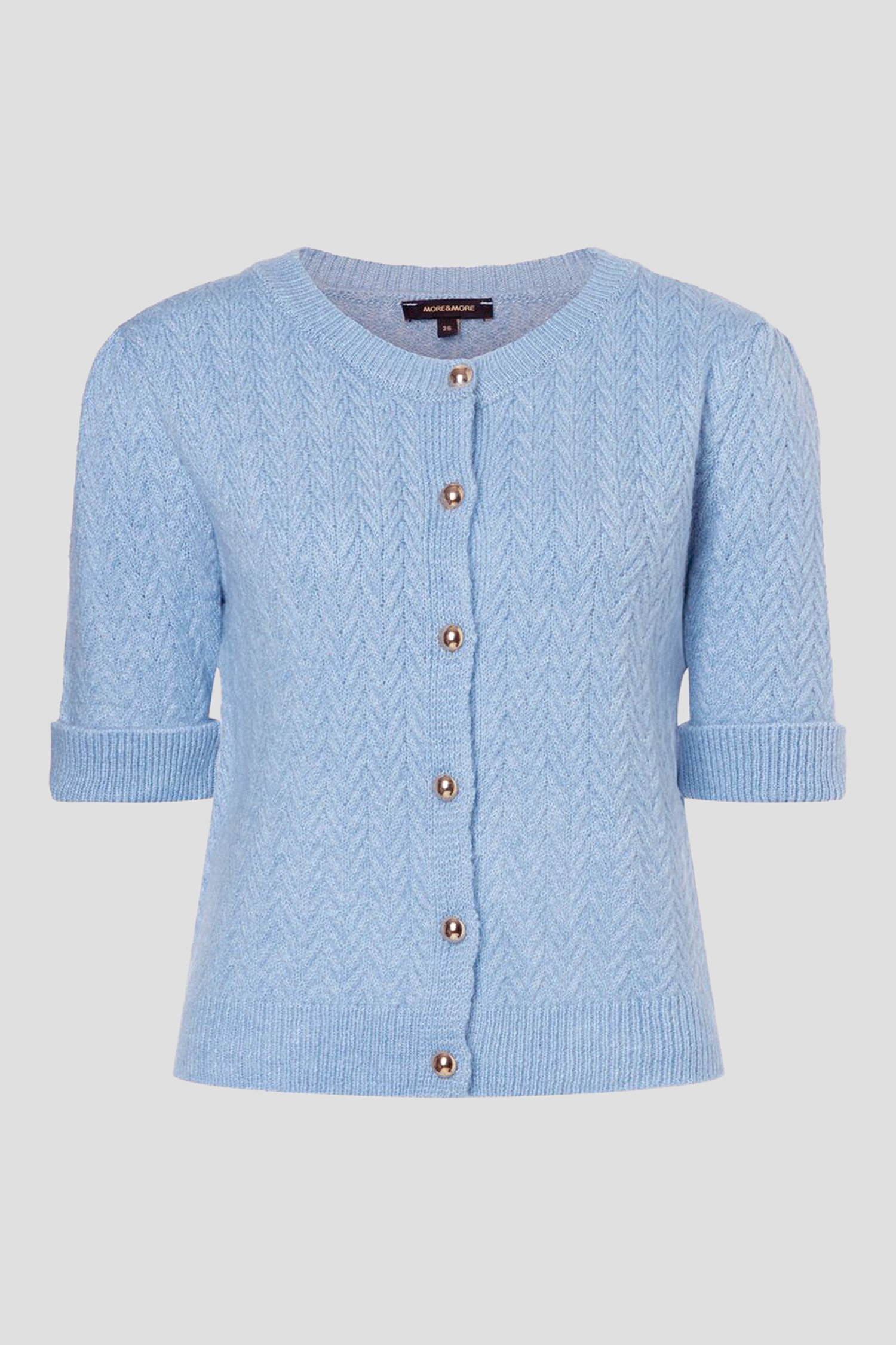 Lichtblauwe cardigan met halflange mouwen van More & More voor Dames