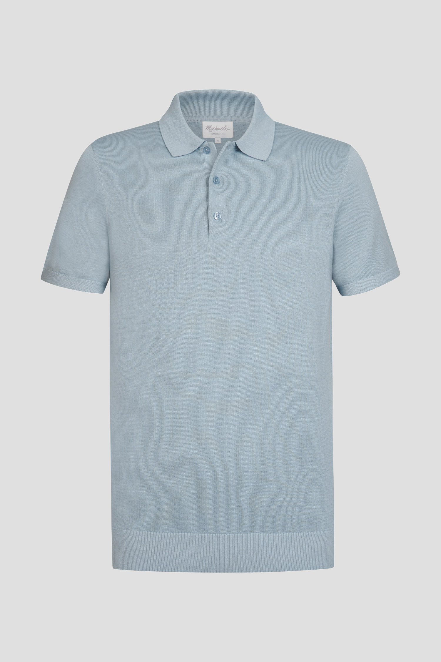 Productfoto 1 van Lichtblauwe gebreide polo met korte mouwen door Michaelis voor Heren