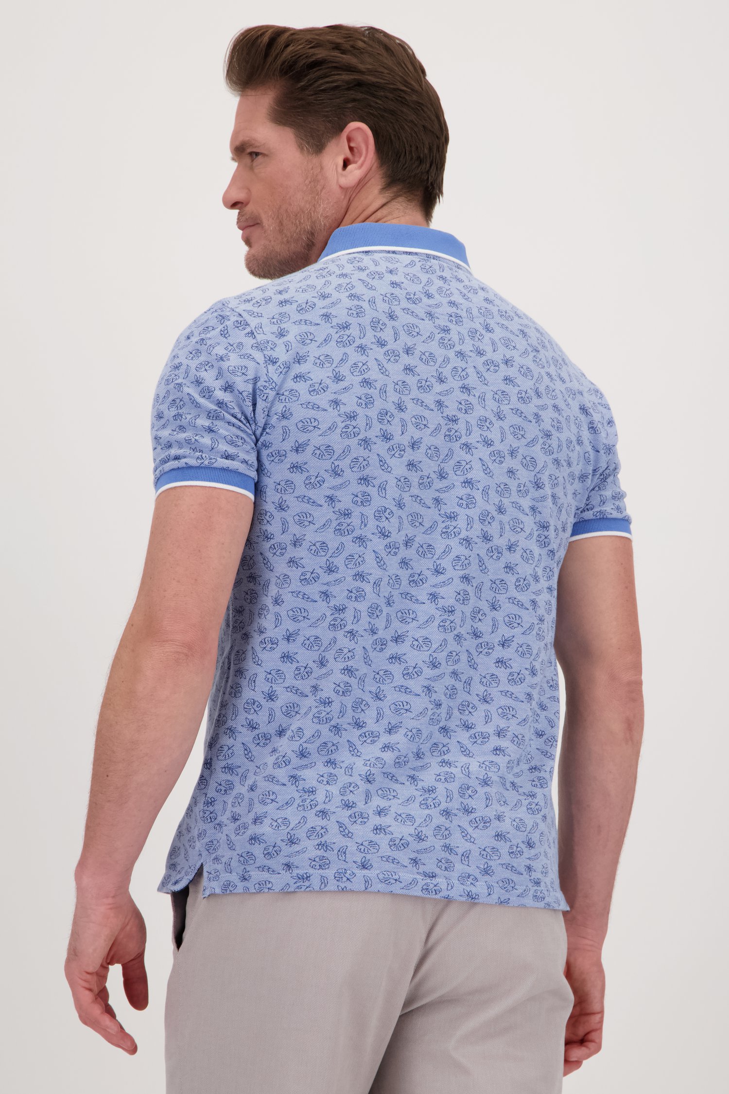 Lichtblauwe polo met bladerprint  van Dansaert Blue voor Heren