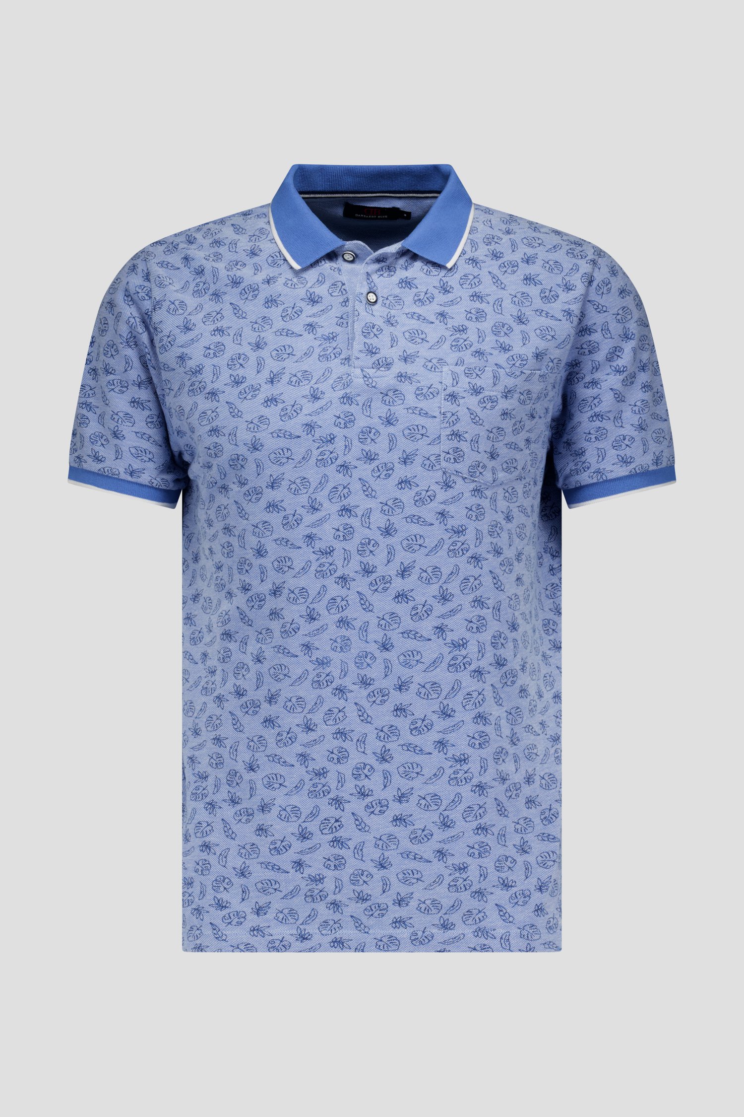 Lichtblauwe polo met bladerprint  van Dansaert Blue voor Heren