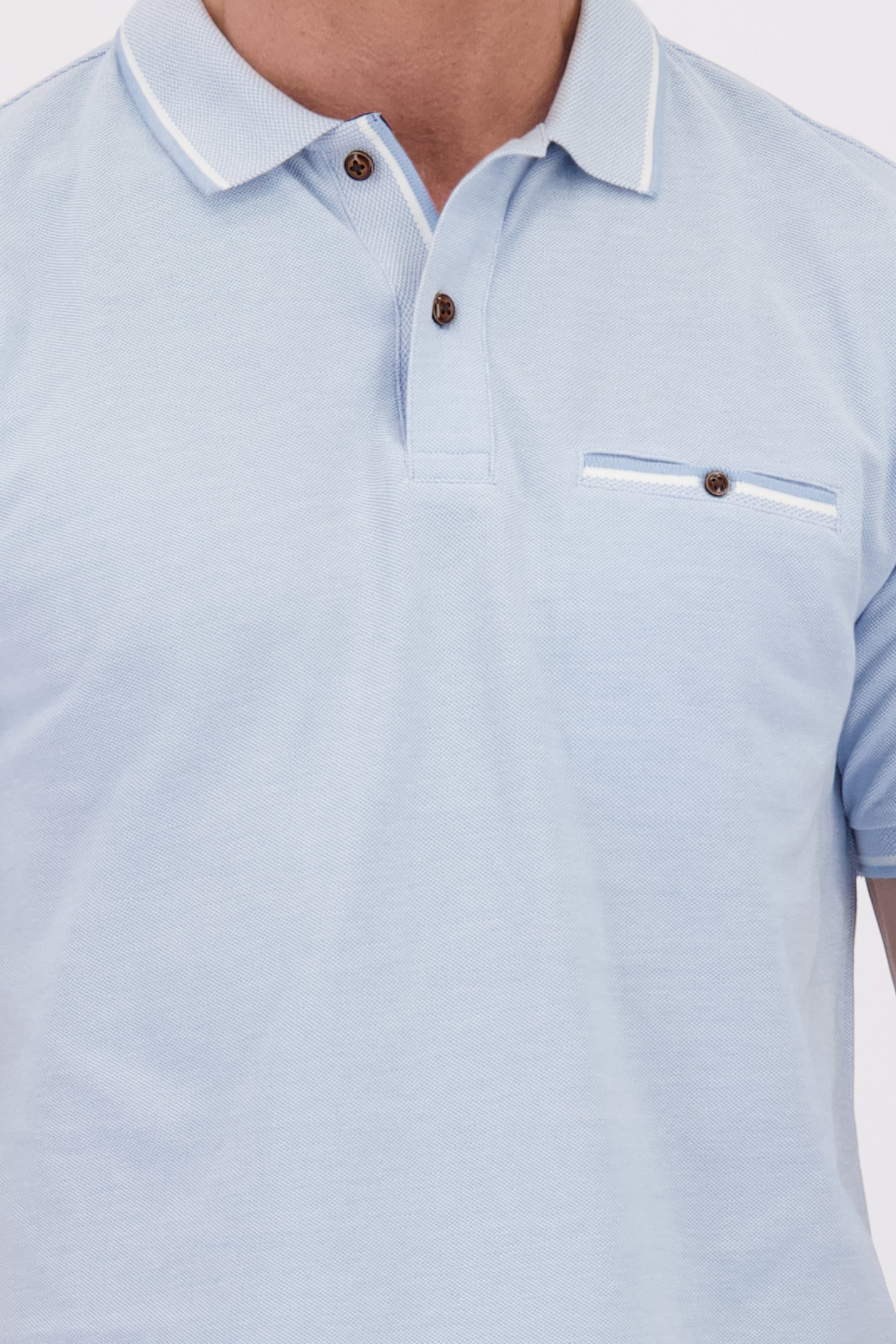 Detail van Lichtblauwe polo met korte mouwen door Dansaert Blue voor Heren