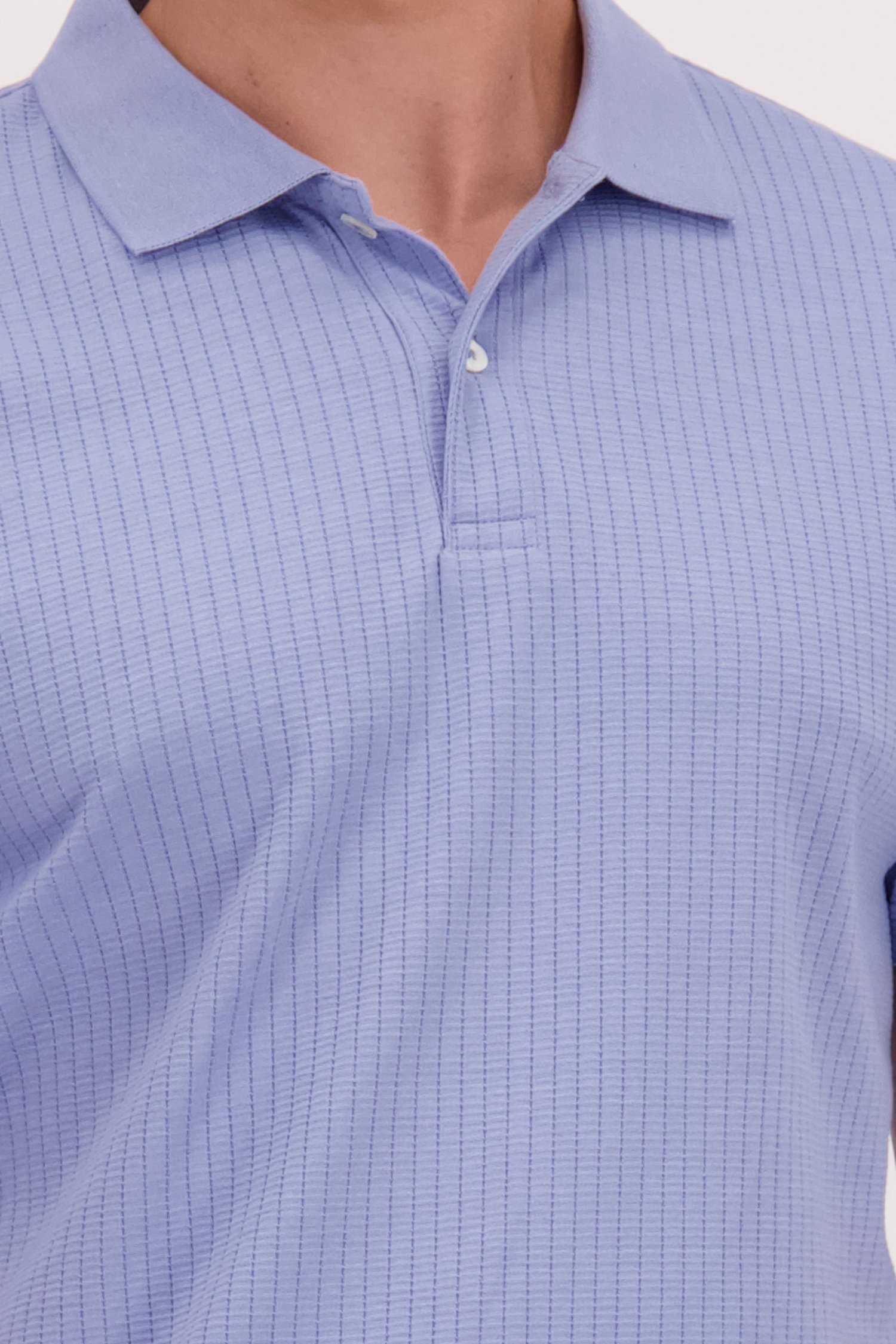 Detail van Lichtblauwe polo met structuur door Casual Five voor Heren