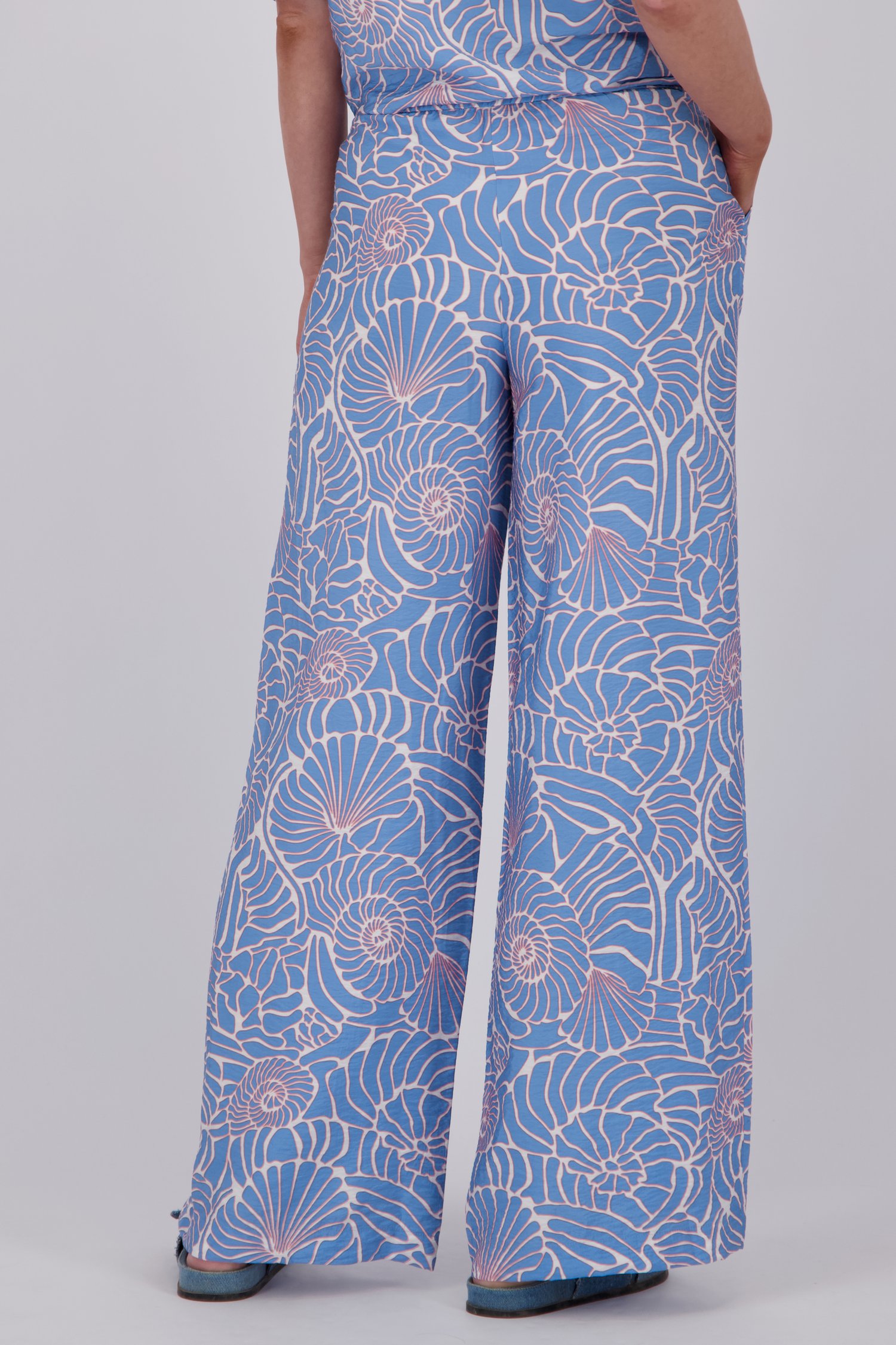 Lichtblauwe wijde broek met print van Libelle voor Dames