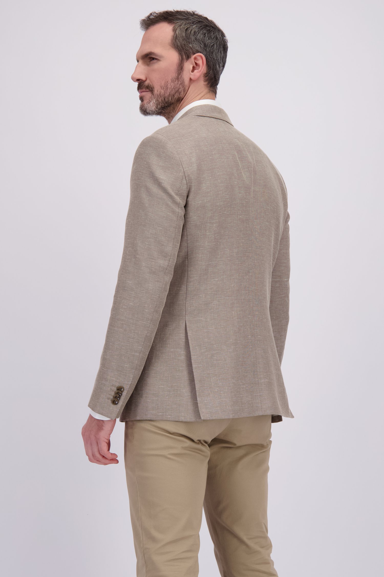 Achterkant van Lichtbruine blazer met wool blend - Regular fit door Dansaert Black Premium voor Heren