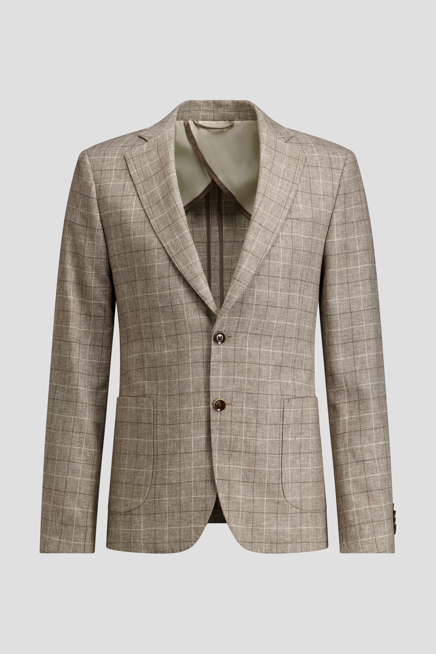 Productfoto 1 van Lichtbruine geruite linnen blazer door Upper East voor Heren